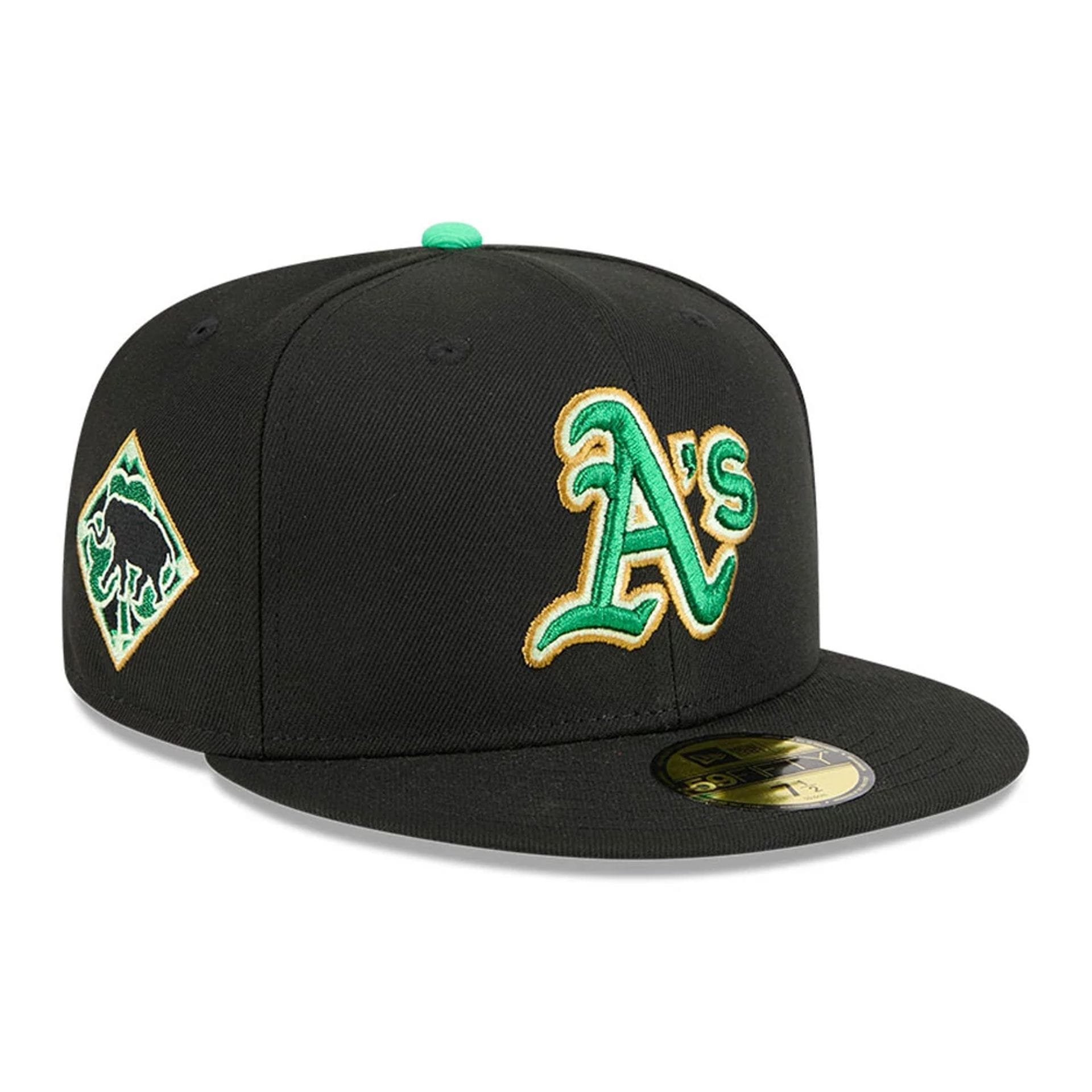 Athletics MLB Saint Patrick's Day Black 59FIFTY Fitted Cap-kentox