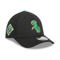 White Sox MLB Saint Patrick's Day Black 39THIRTY M-Crown A-Frame Stretch Fit Cap-kentox