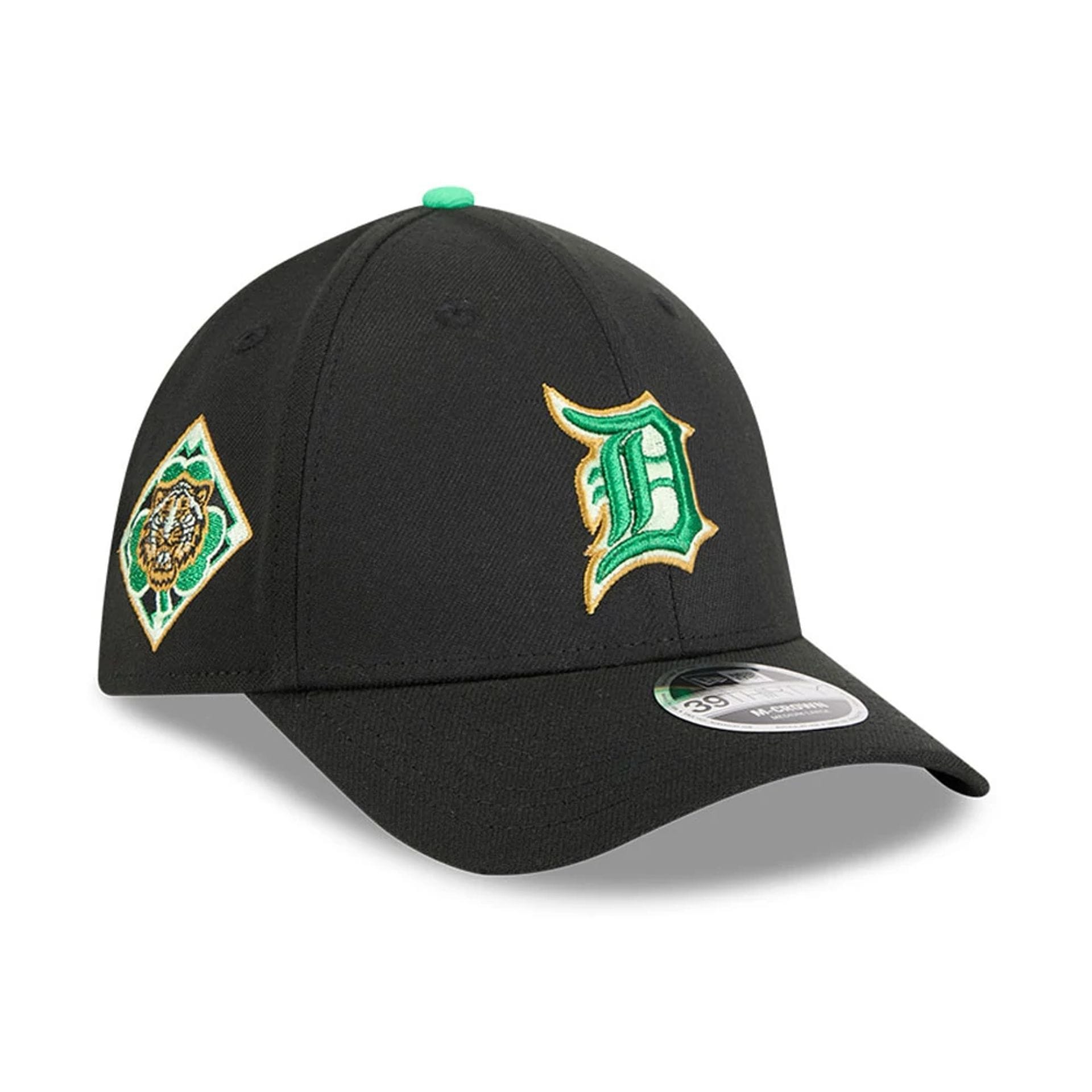 Tigers MLB Saint Patrick's Day Black 39THIRTY M-Crown A-Frame Stretch Fit Cap-kentox