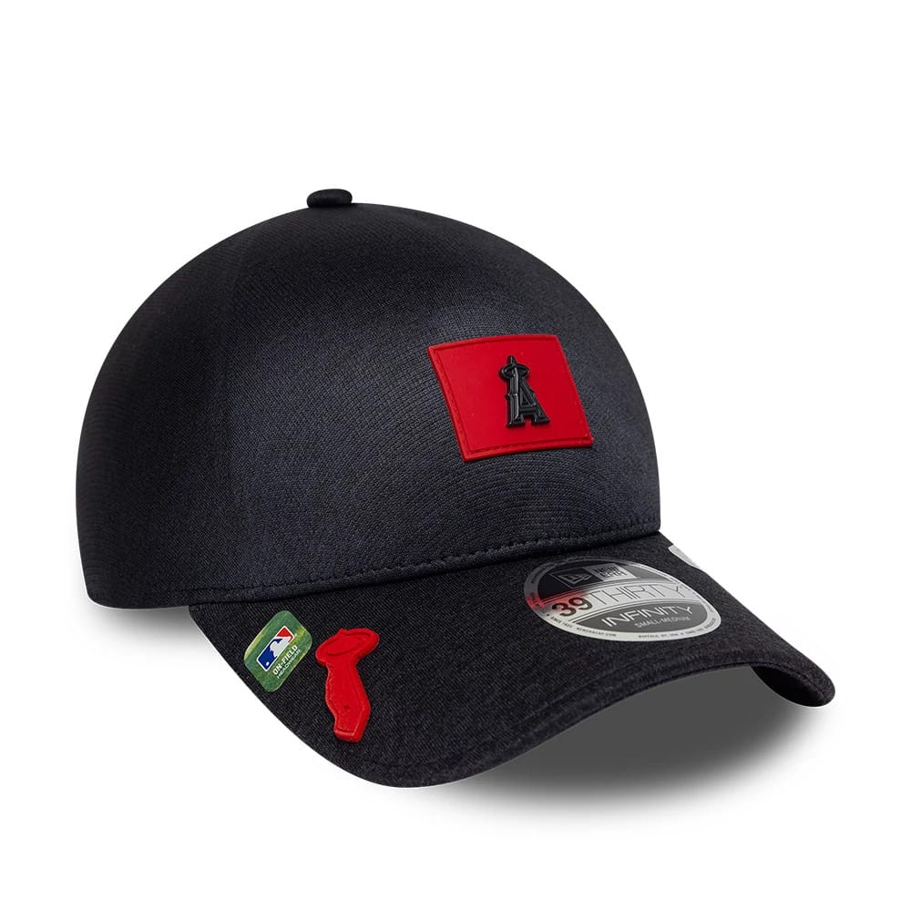 LA Angels MLB Clubhouse Black 39THIRTY Infinity Stretch Fit Cap-kentox