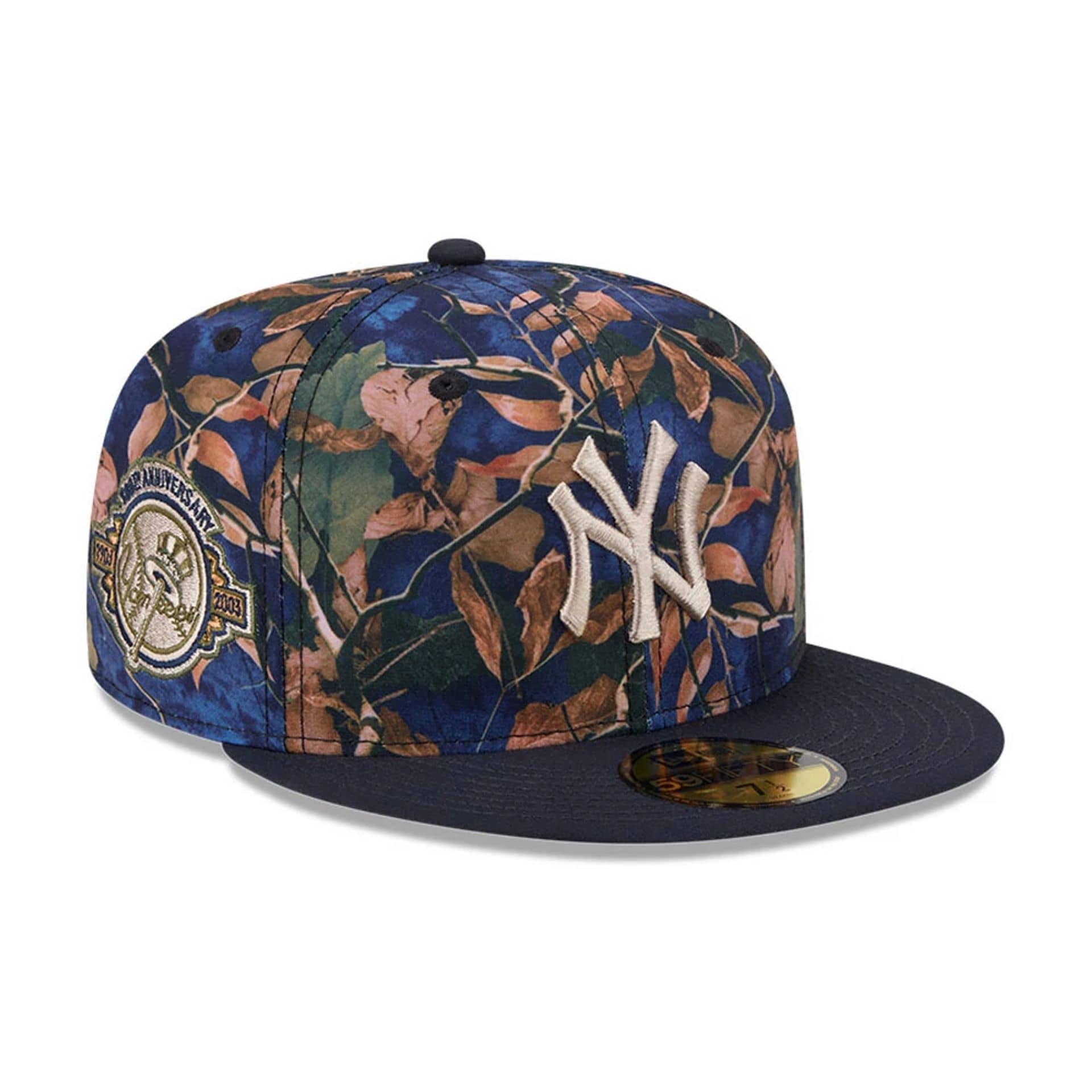 New York Yankees MLB Leaves Navy 59FIFTY Fitted Cap-kentox