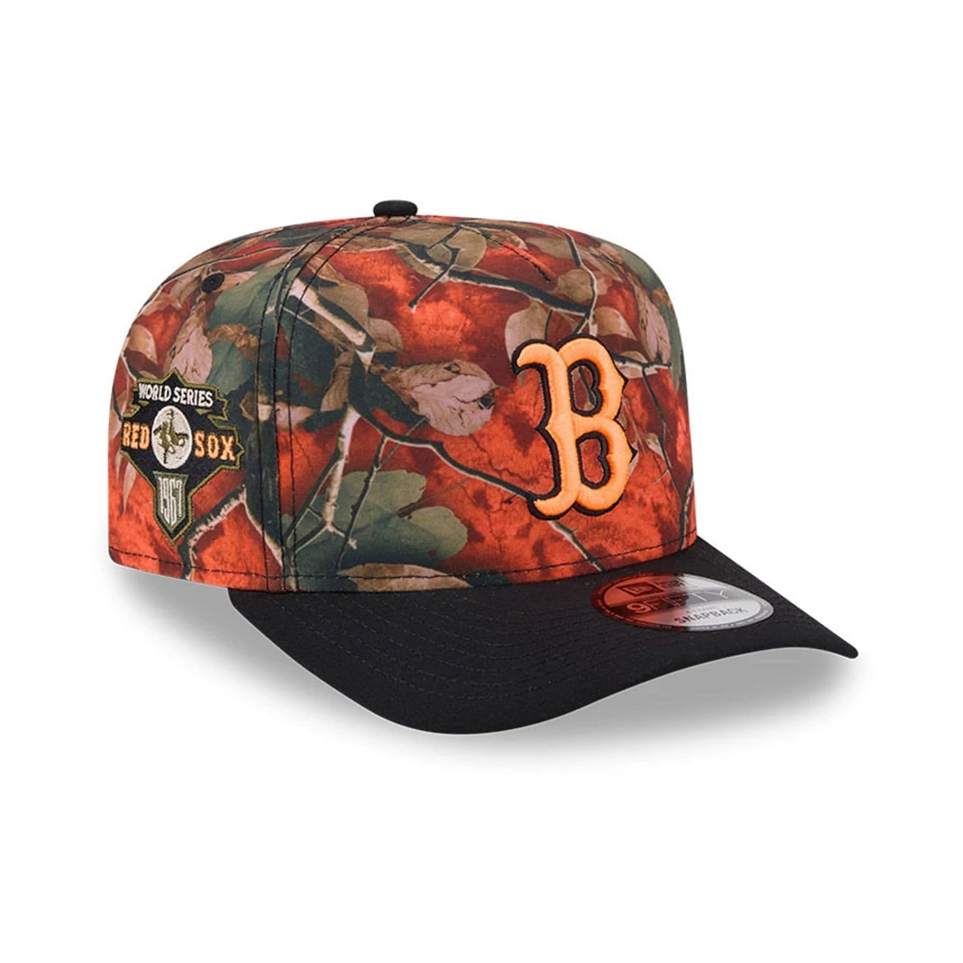 Boston Red Sox MLB Leaves Bright Orange 9FIFTY A-Frame Snapback Cap-kentox
