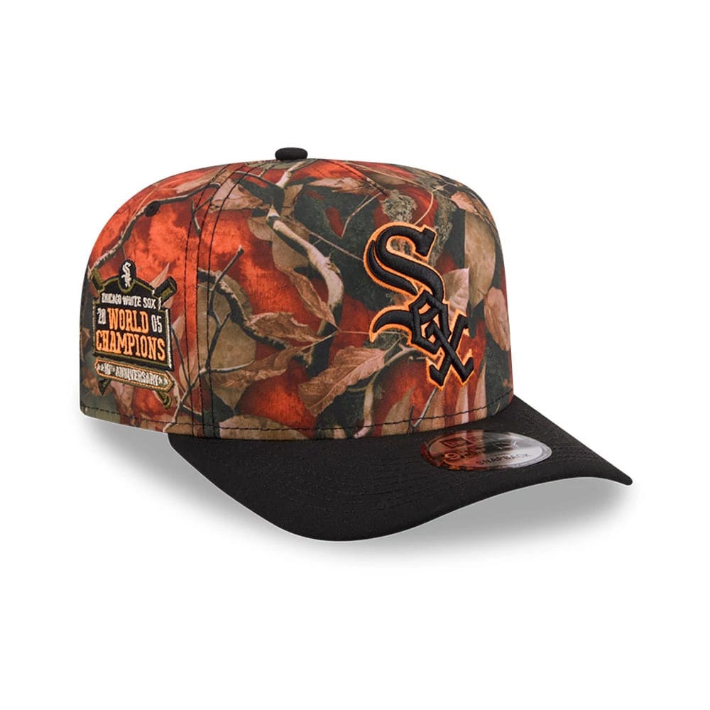 Chicago White Sox MLB Leaves Bright Orange 9FIFTY A-Frame Snapback Cap-kentox