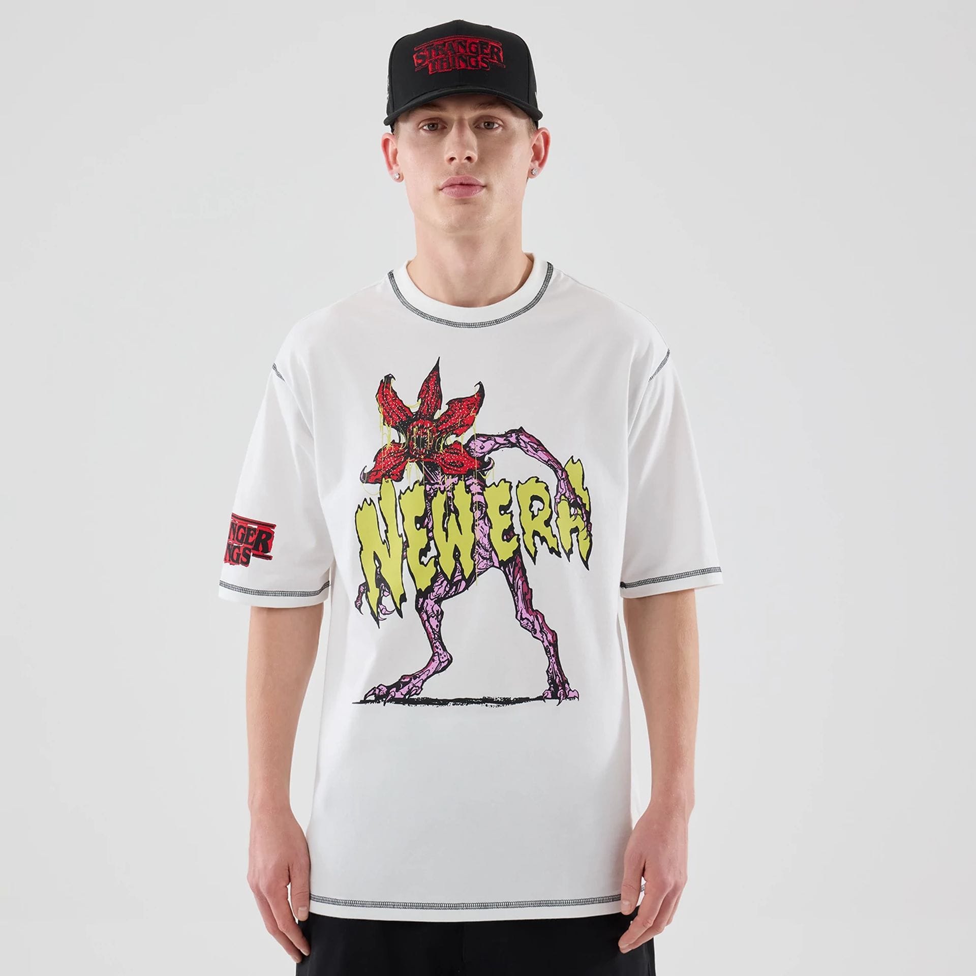 Stranger Things White Oversized T-Shirt-kentox