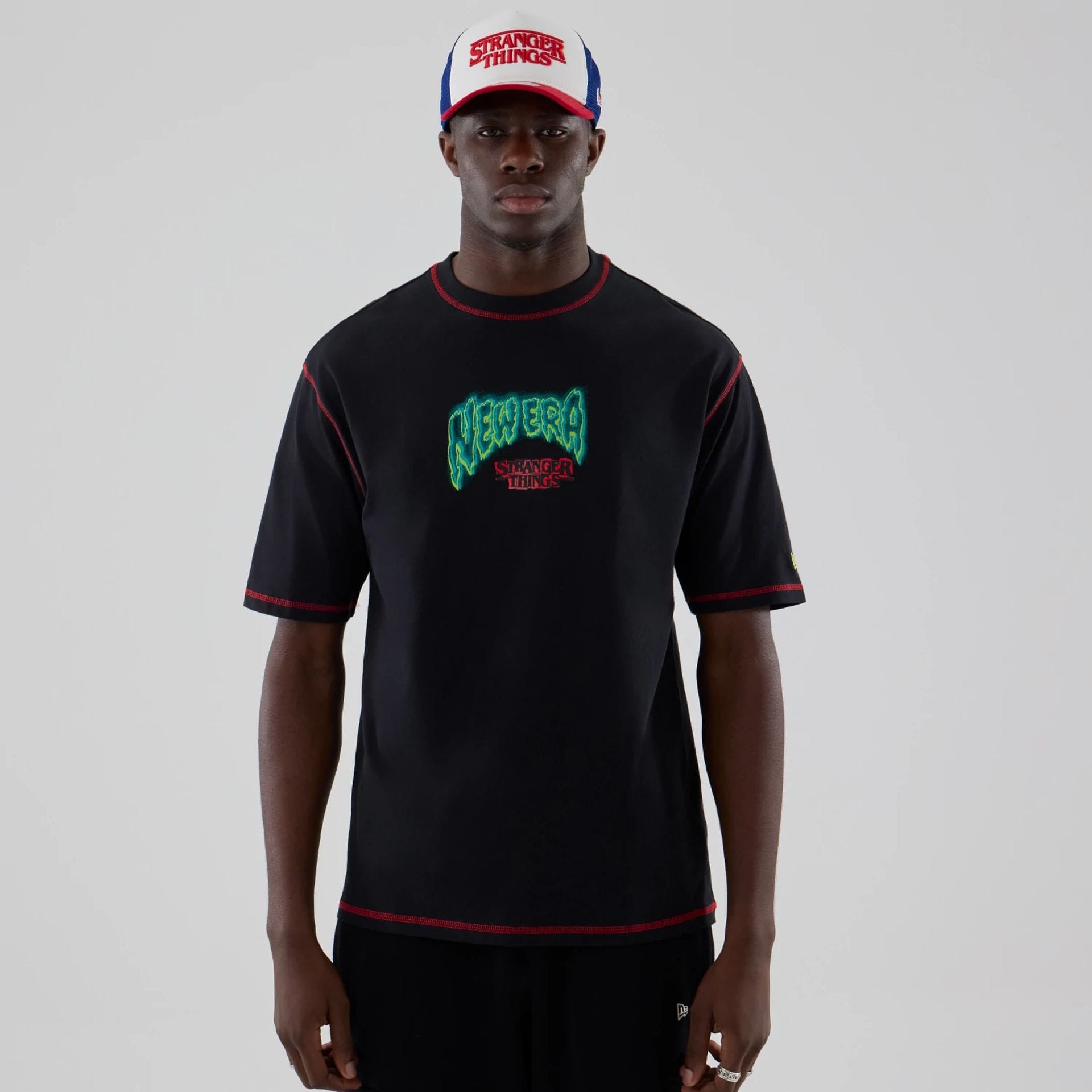Stranger Things Black Oversized T-Shirt-kentox