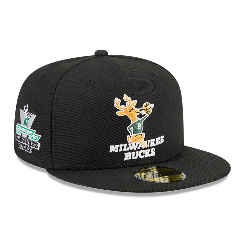 Milwaukee Bucks NBA Hardwood Classic Black 59FIFTY Fitted Cap-kentox
