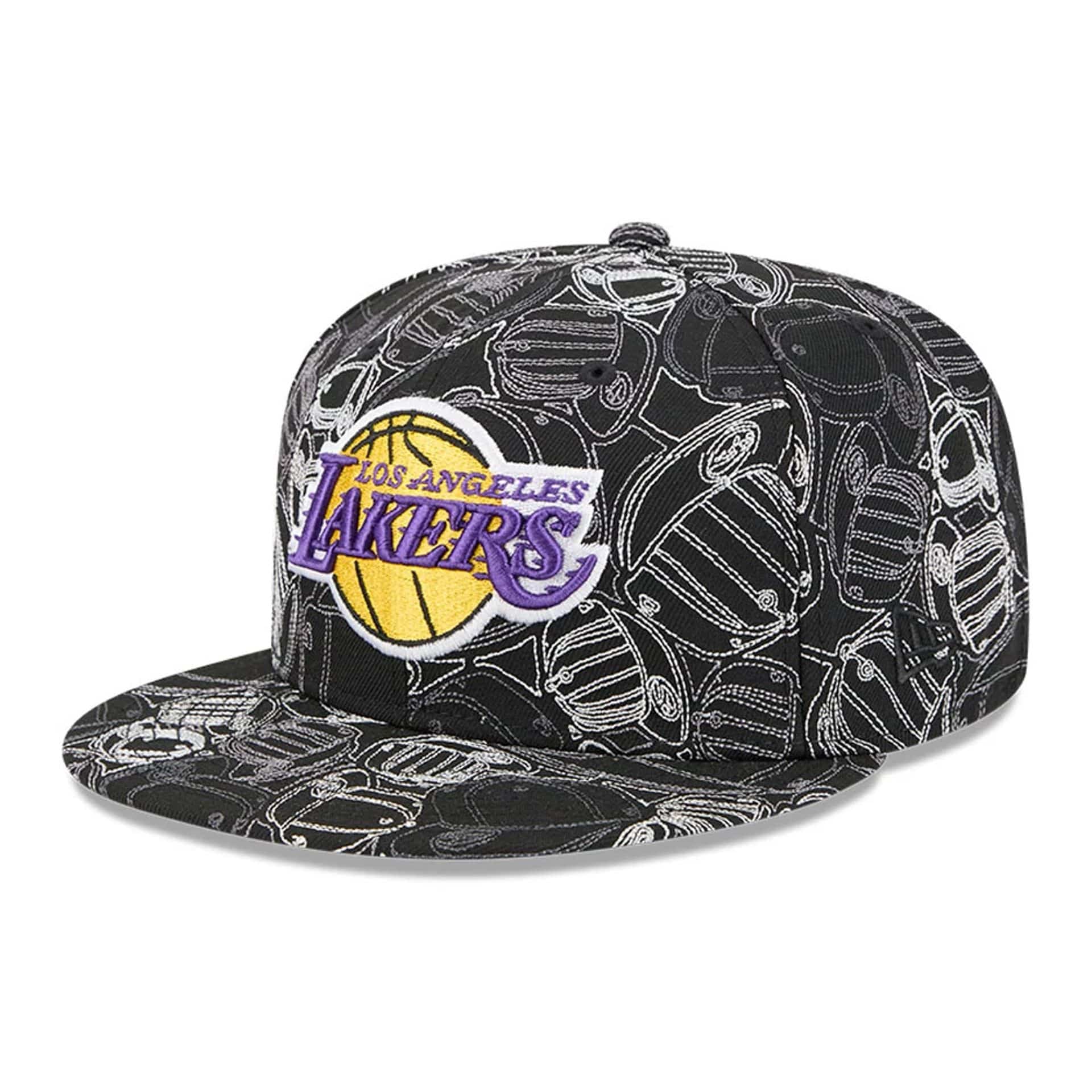 LA Lakers NBA Cap Scramble Black 59FIFTY Fitted Cap-kentox