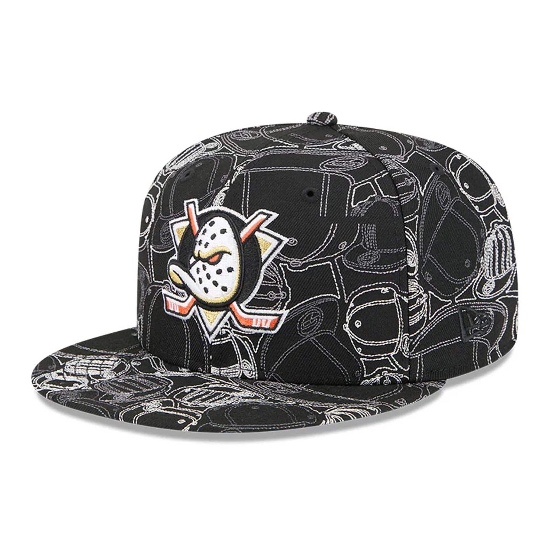 Anaheim Ducks NHL Cap Scramble Black 59FIFTY Fitted Cap-kentox