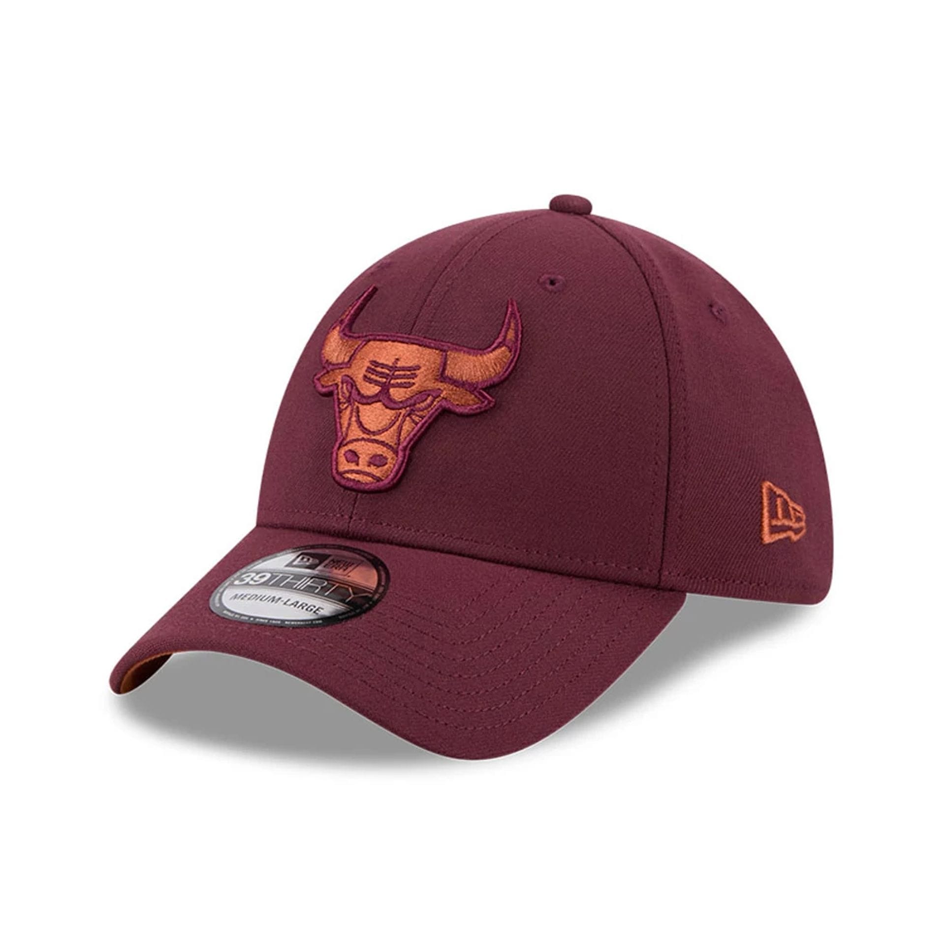Chicago Bulls NBA Frosted Rust Dark Red 39THIRTY Stretch Fit Cap-kentox
