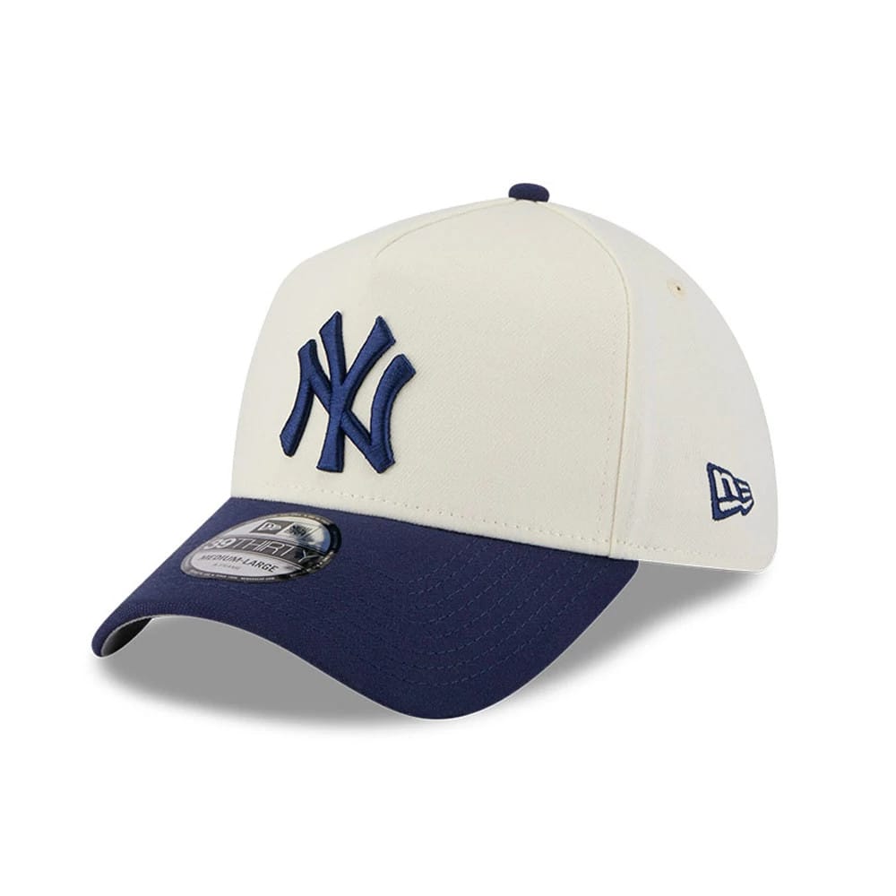 New York Yankees MLB Chrome Cream 39THIRTY A-Frame Stretch Fit Cap-kentox