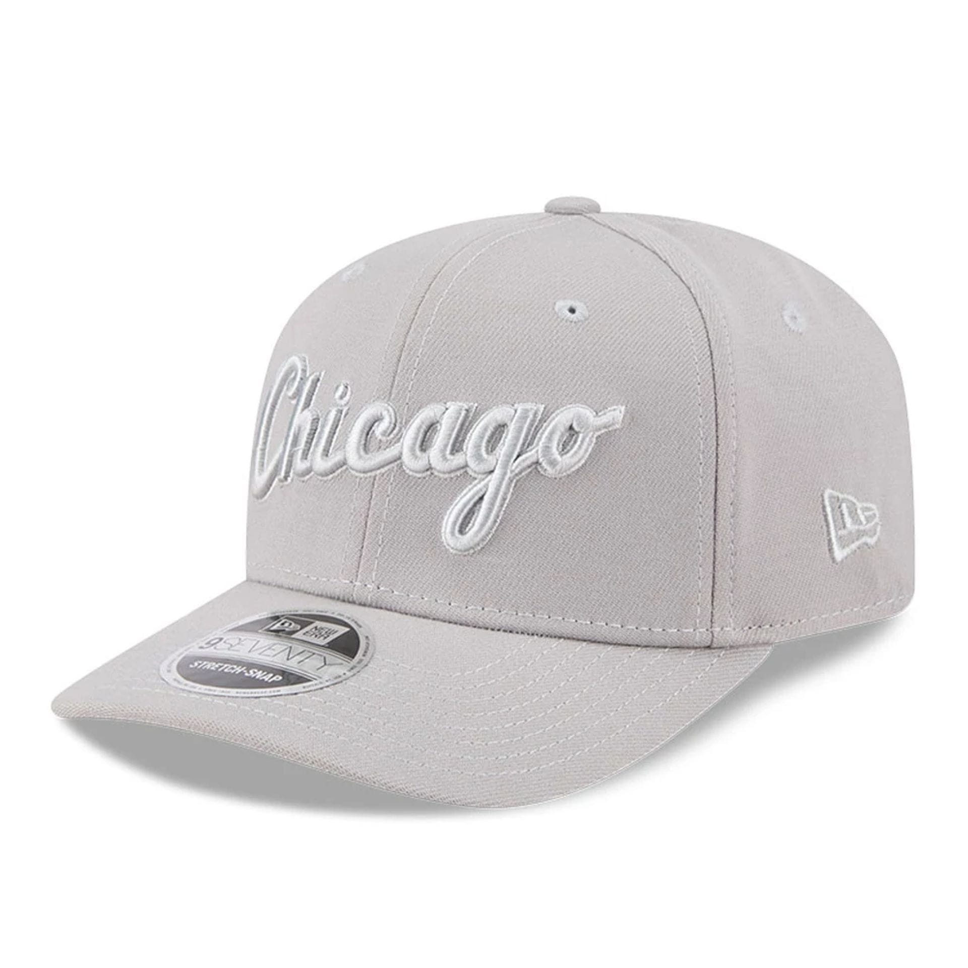 Chicago Bulls NBA Script Grey 9SEVENTY Stretch Snap Adjustable Cap-kentox