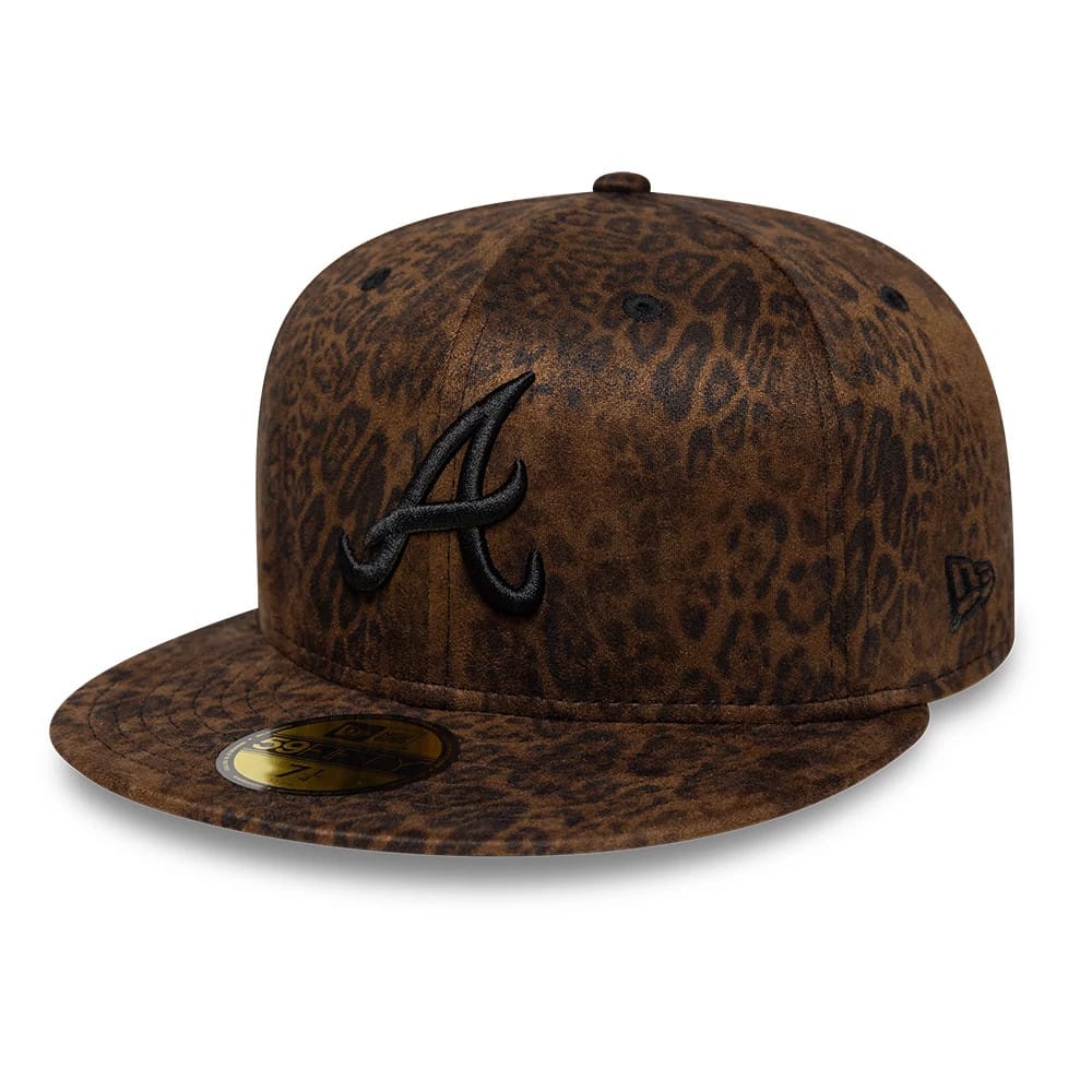 Atlanta Braves MLB Leopard Black 59FIFTY Fitted Cap-kentox