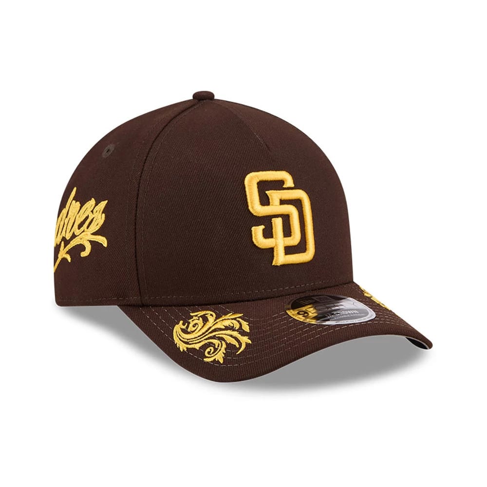 San Diego Padres MLB Script Dark Brown 9FORTY M-Crown A-Frame Adjustable Cap-kentox
