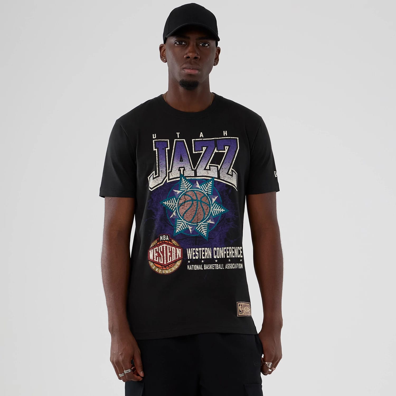 Utah Jazz NBA Hardwood Classic Black T-Shirt-kentox