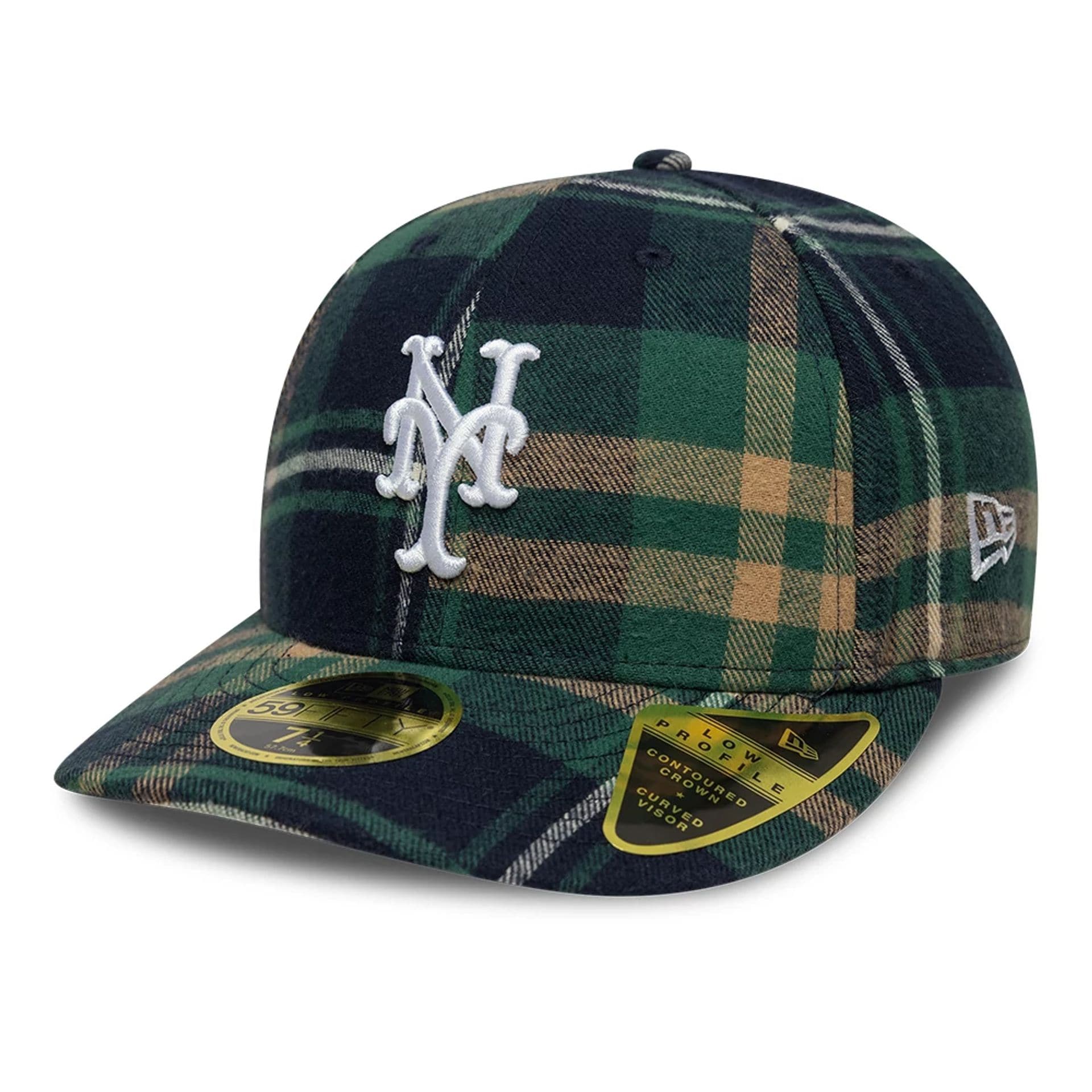 New York Mets MLB Check Dark Green Low Profile 59FIFTY Fitted Cap-kentox