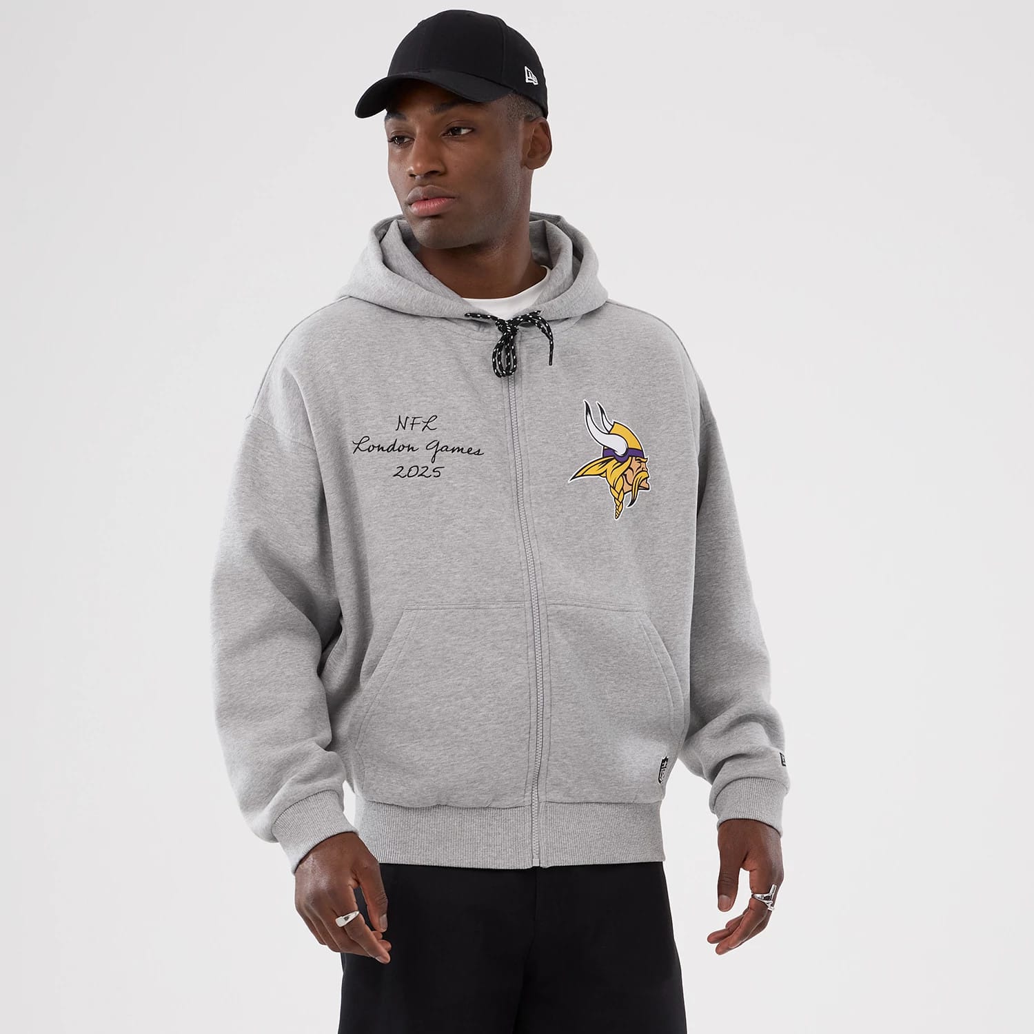 Minnesota Vikings NFL International Series Games 2025 Grey Premium Pullover Hoodie-kentox
