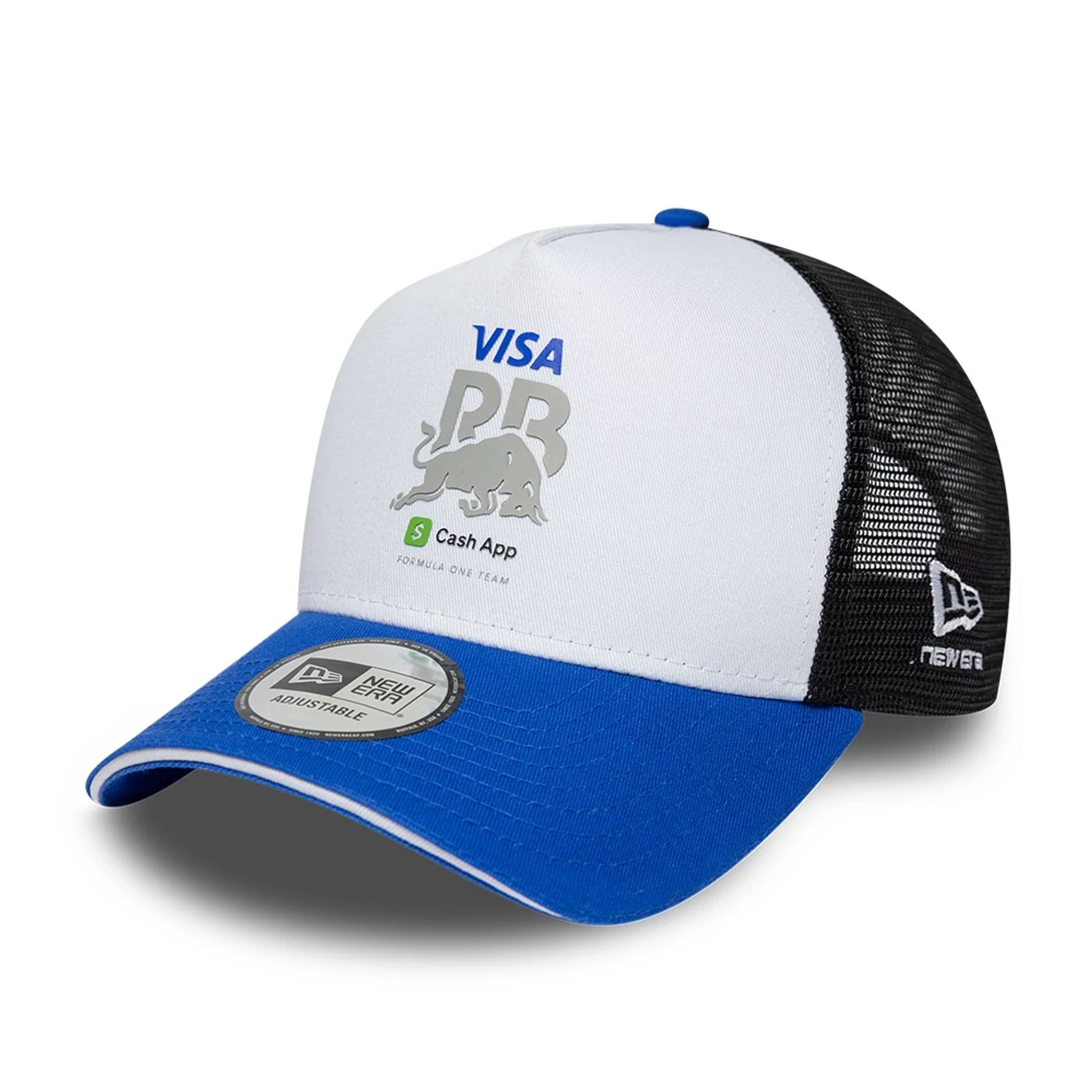 Visa Cash App Racing Bulls White 9FORTY A-Frame Trucker Adjustable Cap-kentox