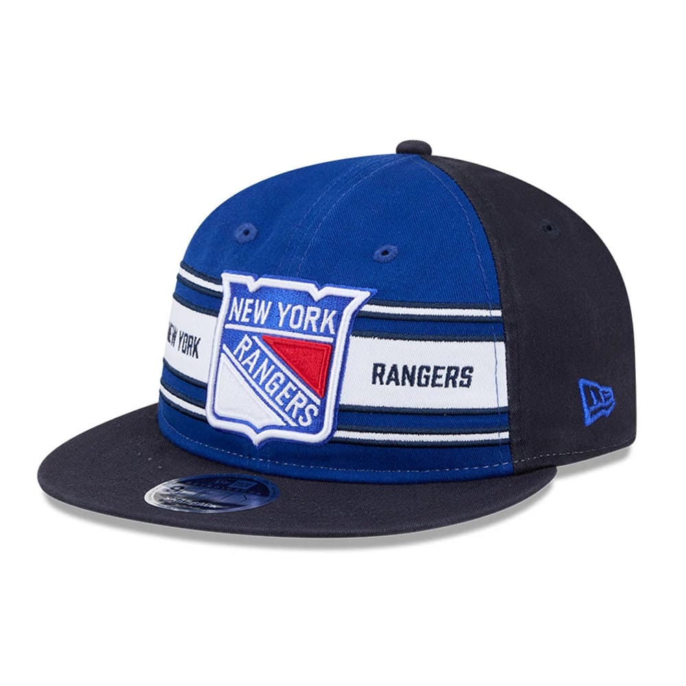 New York Rangers NHL Team Stripes Blue Retro Crown 9FIFTY Adjustable Cap-kentox