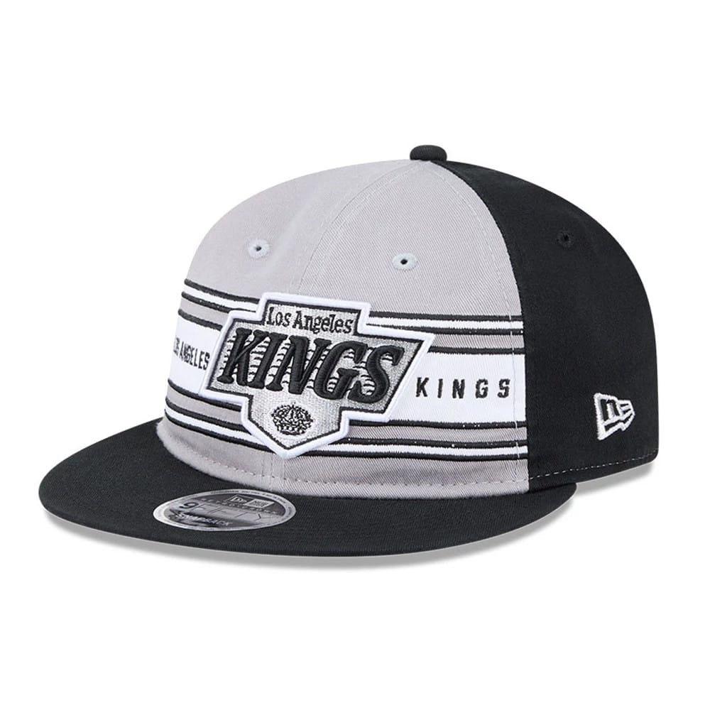 LA Kings NHL Team Stripes Black Retro Crown 9FIFTY Adjustable Cap-kentox