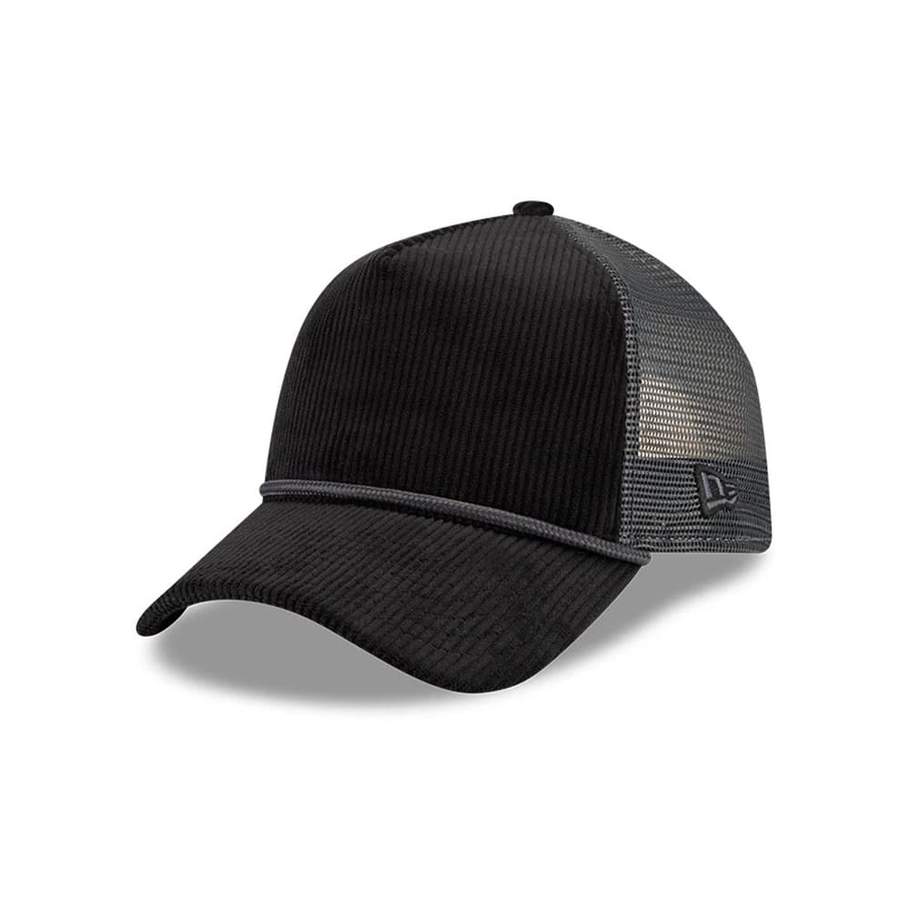 New Era Wide Cord Black 9FORTY A-Frame Trucker Adjustable Cap-kentox
