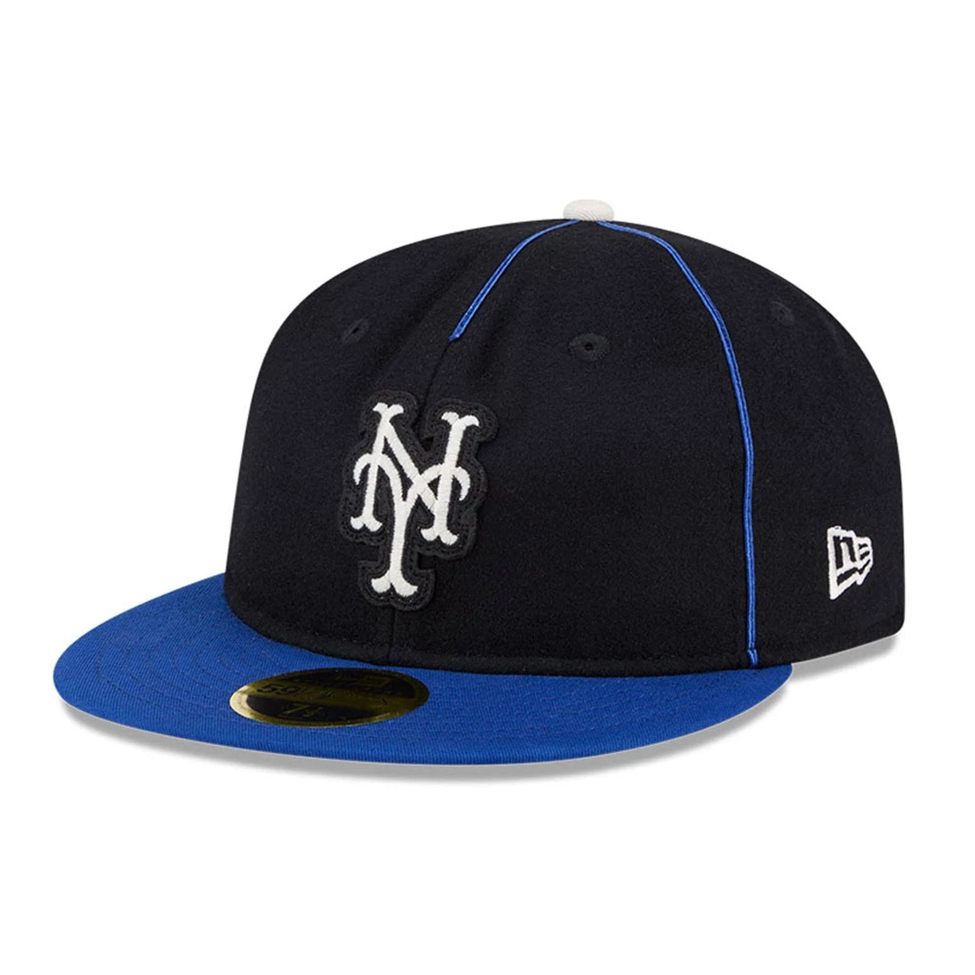 New York Mets MLB Felt Logo Blue Retro Crown 59FIFTY Fitted Cap-kentox