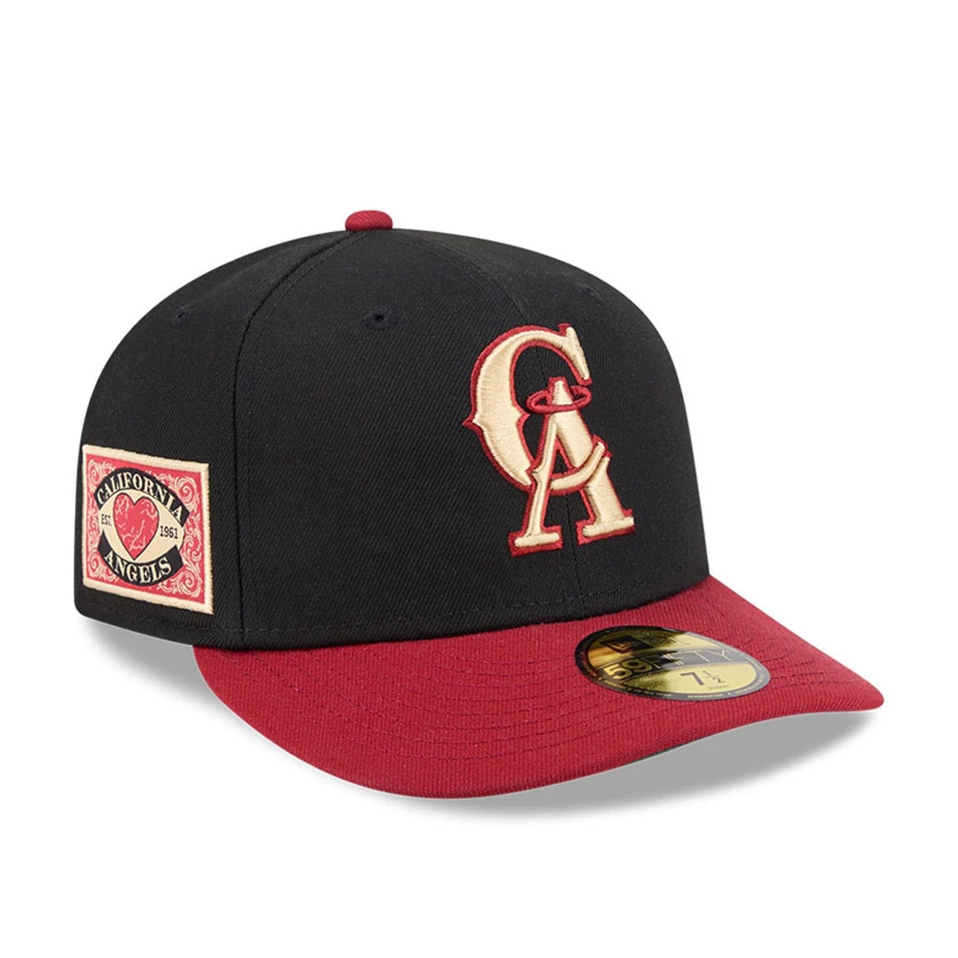 LA Angels MLB Team Cards Black 59FIFTY Fitted Cap-kentox
