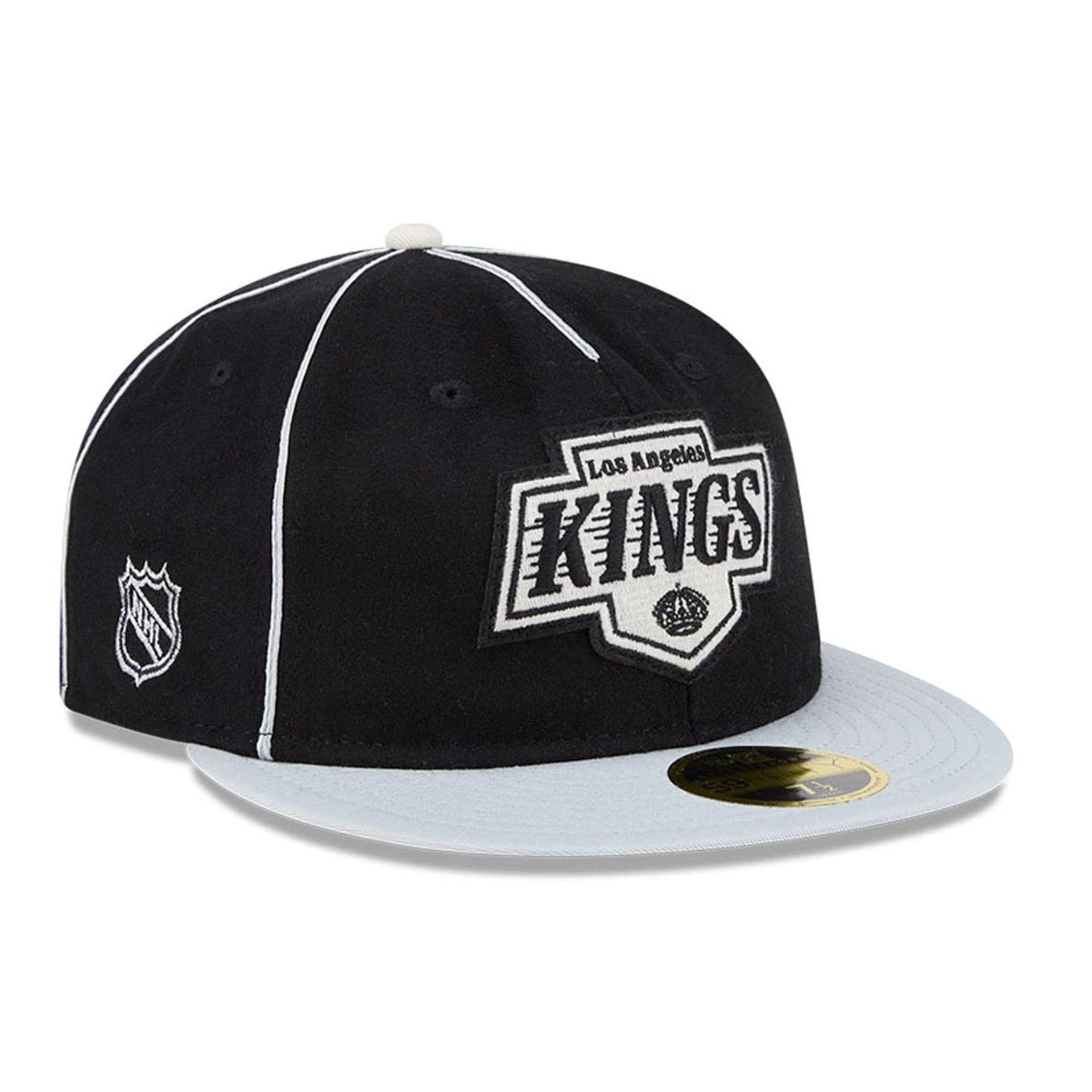 LA Kings NHL Felt Logo Black Retro Crown 59FIFTY Fitted Cap-kentox