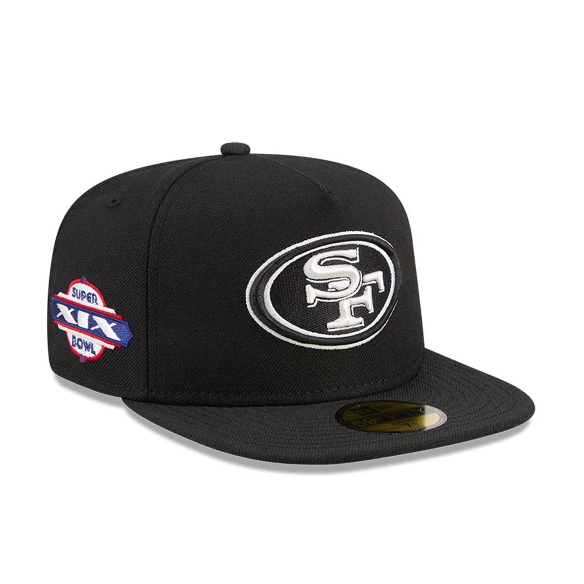 San Francisco 49ers NFL Chiseled Embroidery Black 59FIFTY A-Frame Fitted Cap-kentox