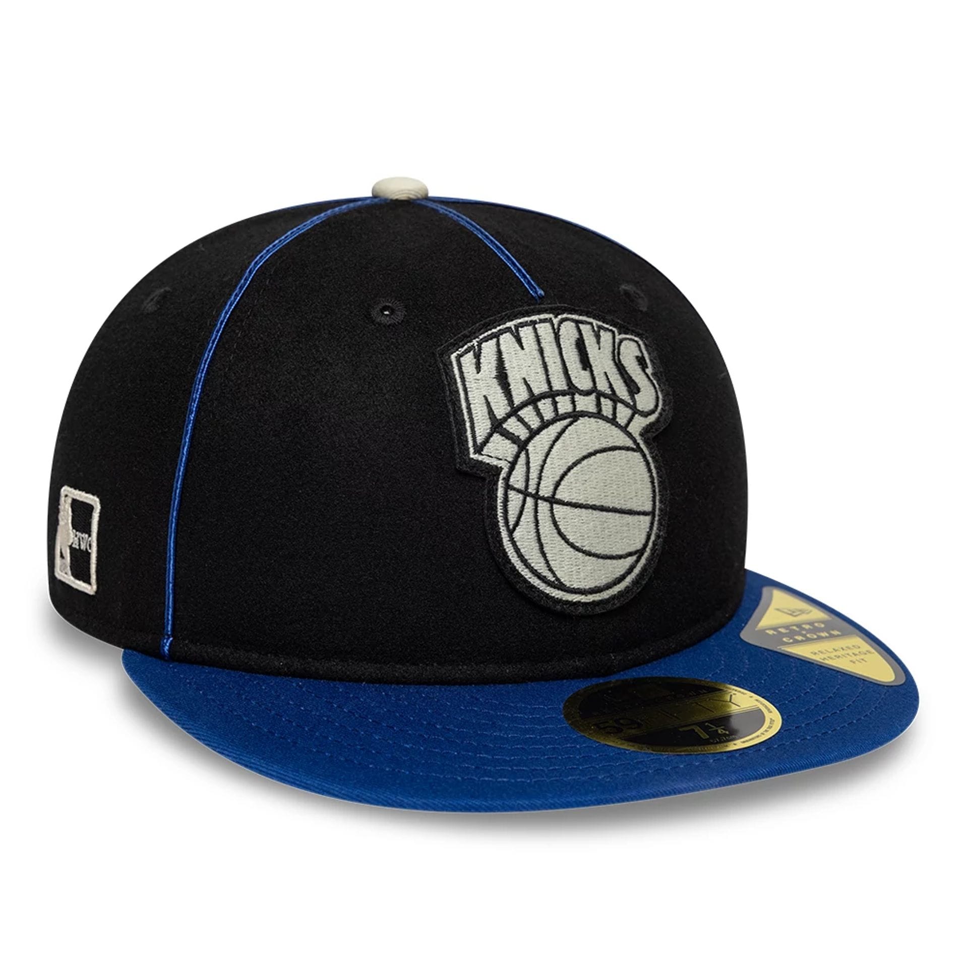 New York Knicks NBA Felt Logo Dark Blue Retro Crown 59FIFTY Fitted Cap-kentox
