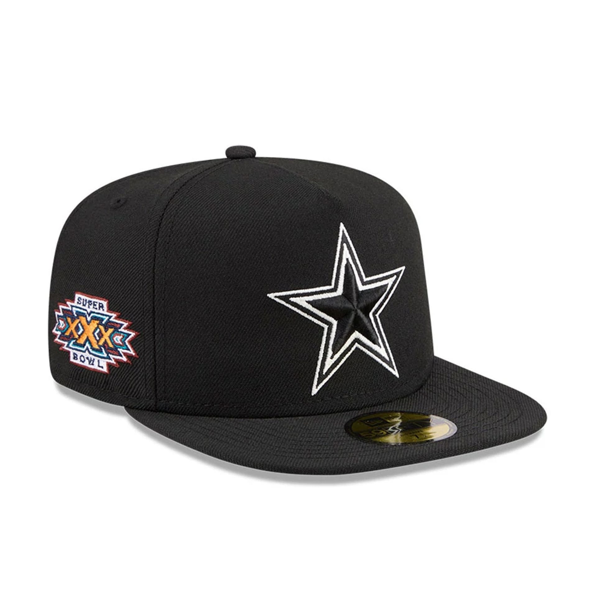 Dallas Cowboys NFL Chiseled Embroidery Black 59FIFTY A-Frame Fitted Cap-kentox