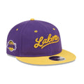 LA Lakers NBA Chainstitch Script Purple Retro Crown 9FIFTY Adjustable Cap-kentox