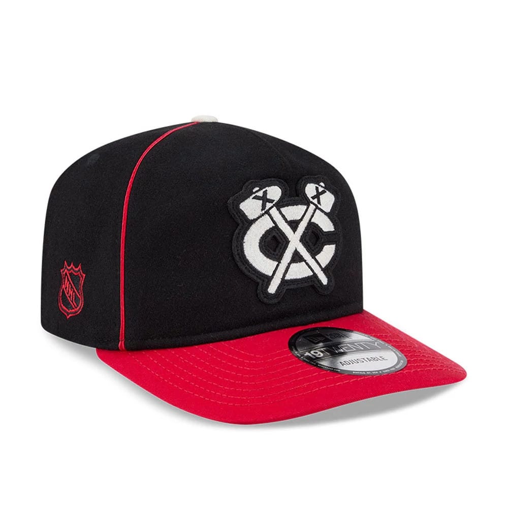 Chicago Blackhawks NHL Felt Logo Black 19TWENTY Adjustable Cap-kentox