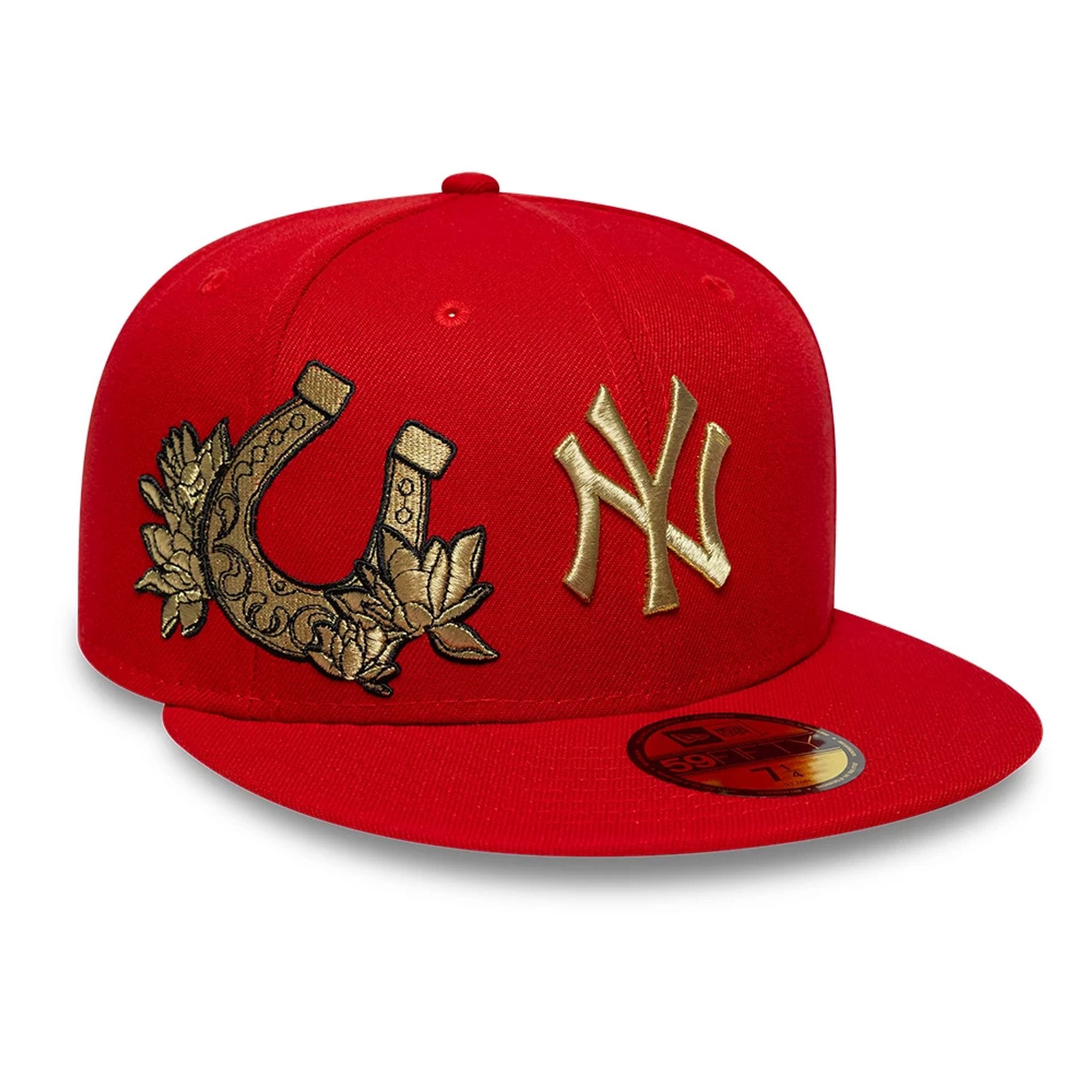 New York Yankees MLB Horseshoe Red 59FIFTY Fitted Cap-kentox
