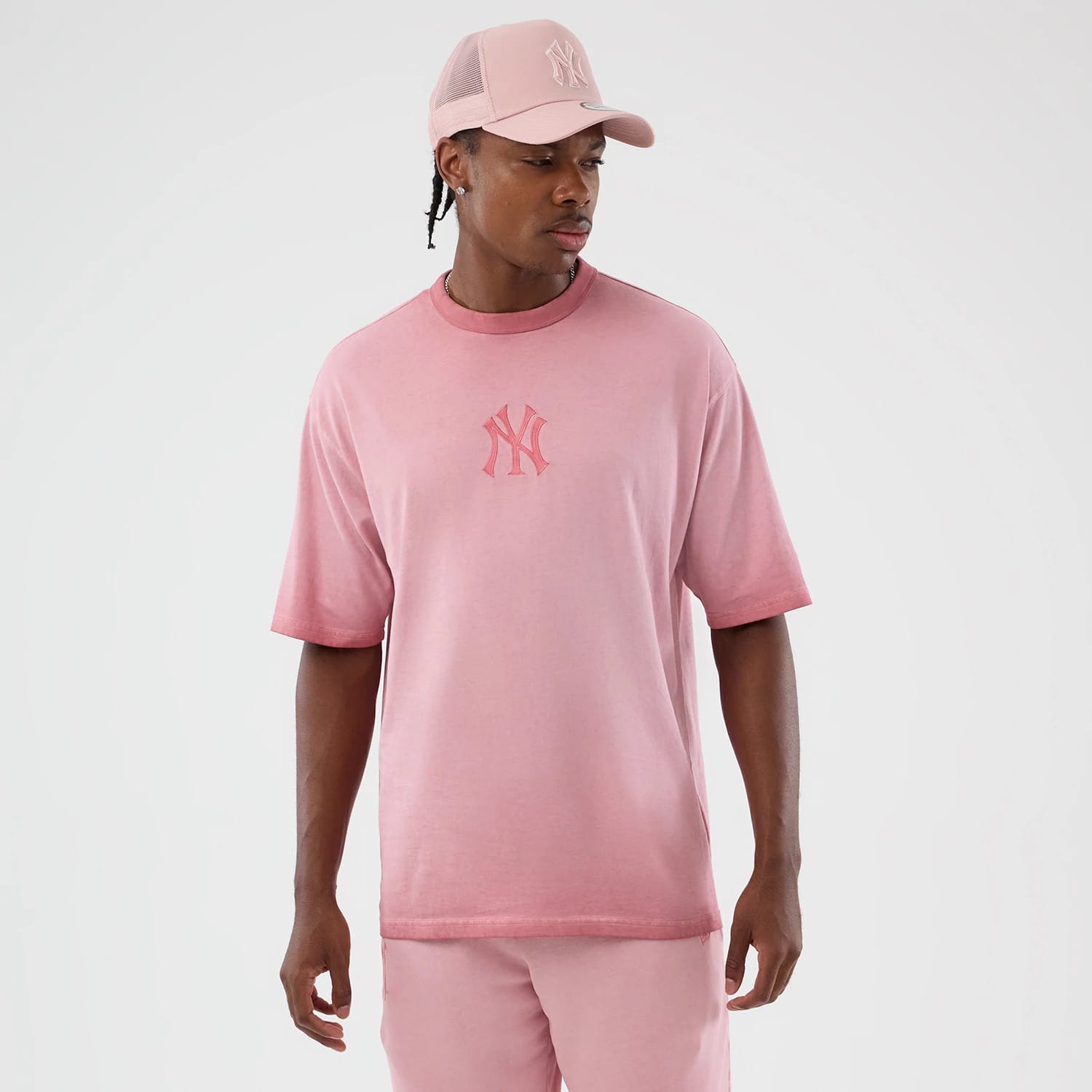 New York Yankees MLB Washed Logo Pastel Pink T-Shirt-kentox