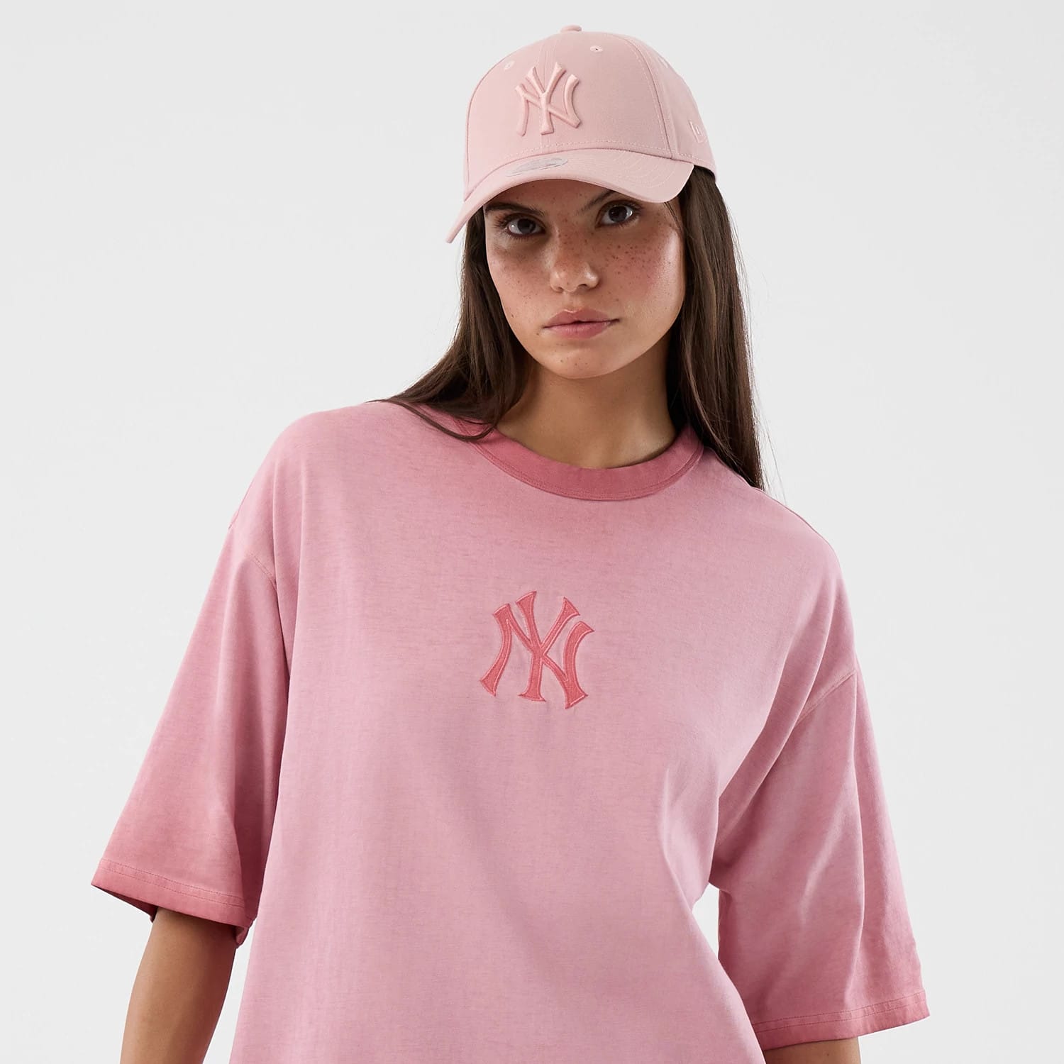 New York Yankees MLB Washed Logo Pastel Pink T-Shirt-kentox