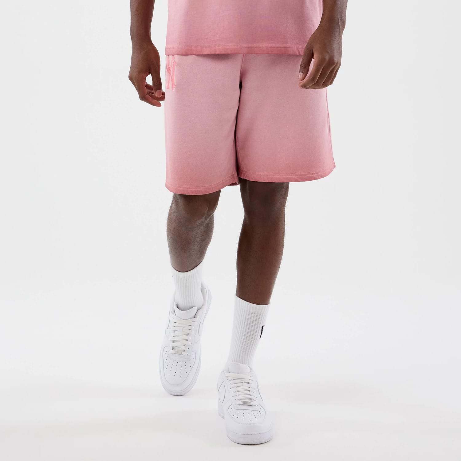 New York Yankees MLB Washed Logo Pastel Pink Shorts-kentox
