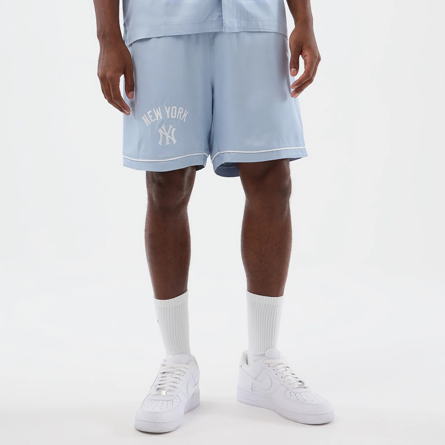 New York Yankees MLB Woven Pastel Blue Shorts-kentox