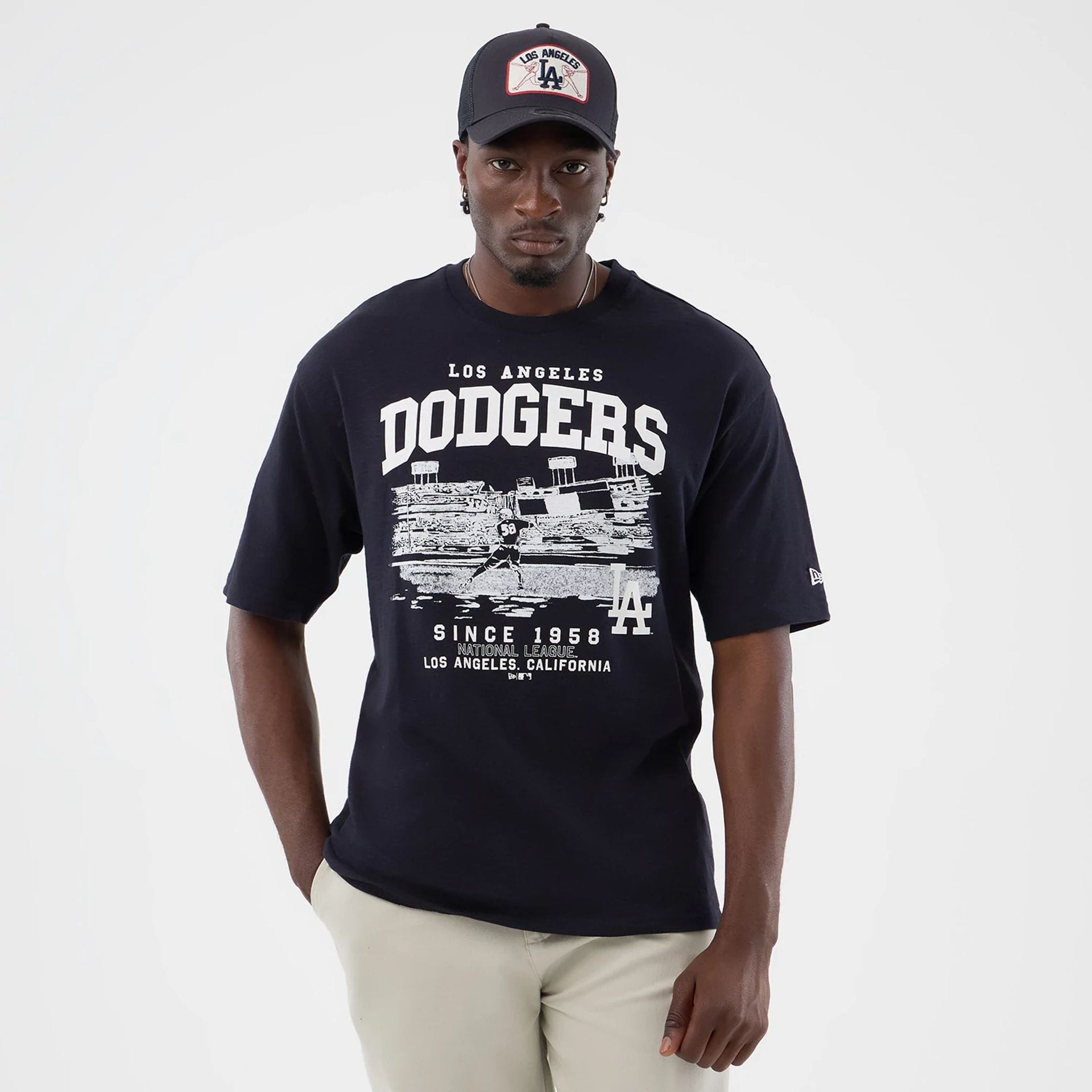 LA Dodgers MLB Slub Navy Oversized T-Shirt-kentox