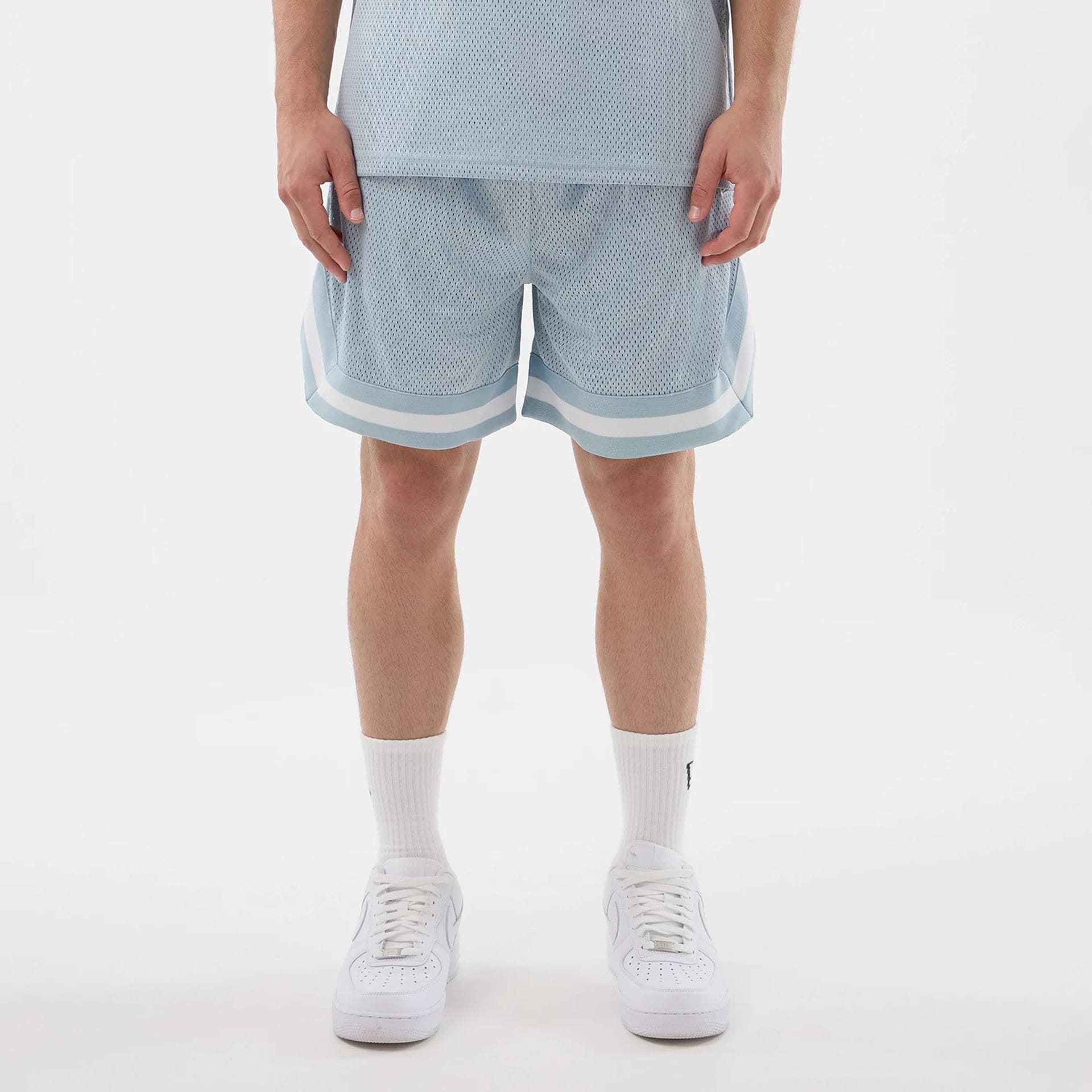 New Era Mesh Pastel Blue Oversized Shorts-kentox