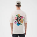 New Era Floral Graphic Open White Oversized T-Shirt-kentox