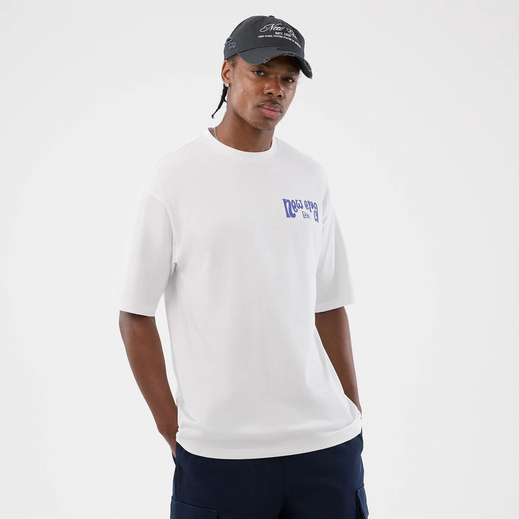 New Era Fun Pizza Graphic White Oversized T-Shirt-kentox