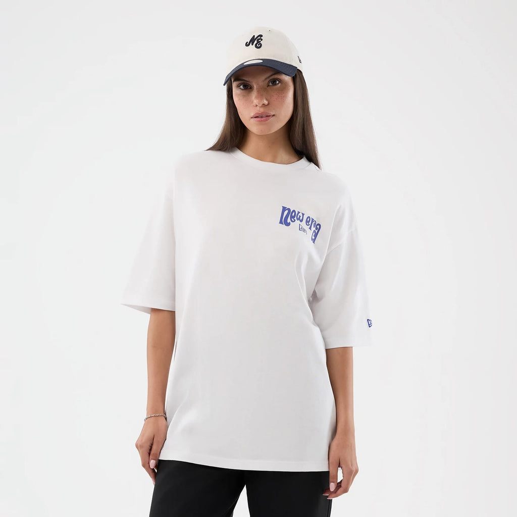 New Era Fun Pizza Graphic White Oversized T-Shirt-kentox