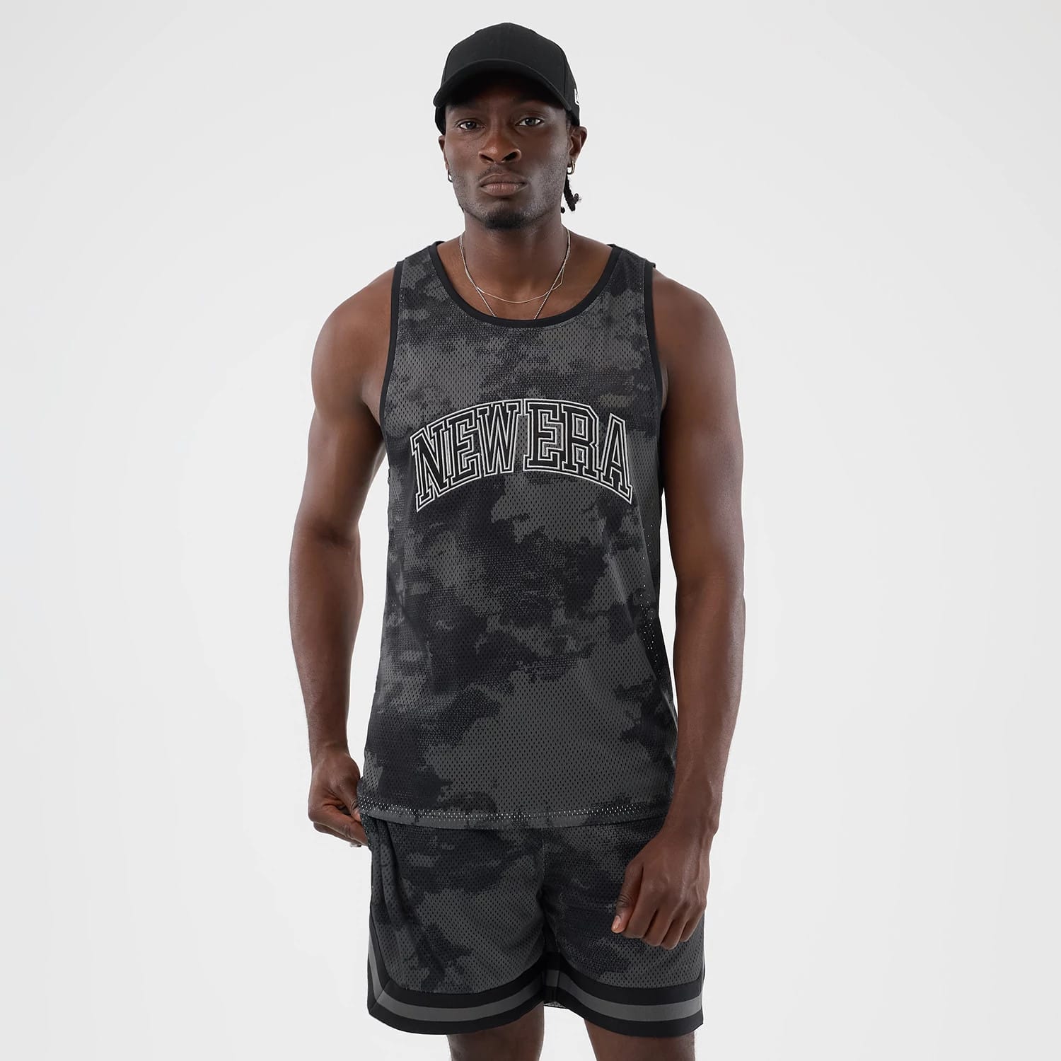 New Era All Over Print Black Camo Mesh Tank Top-kentox