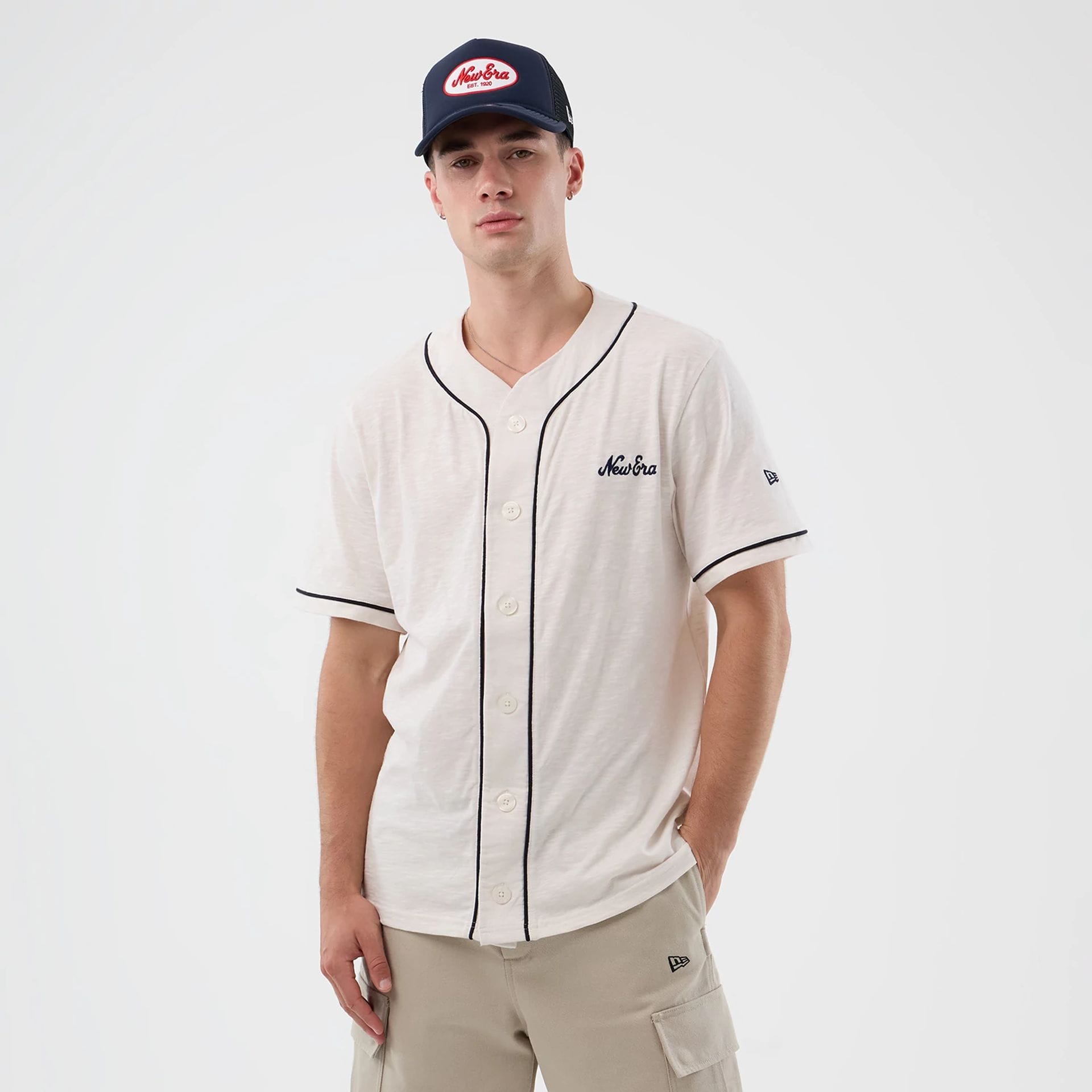 New Era Slub Open White Baseball Jersey-kentox
