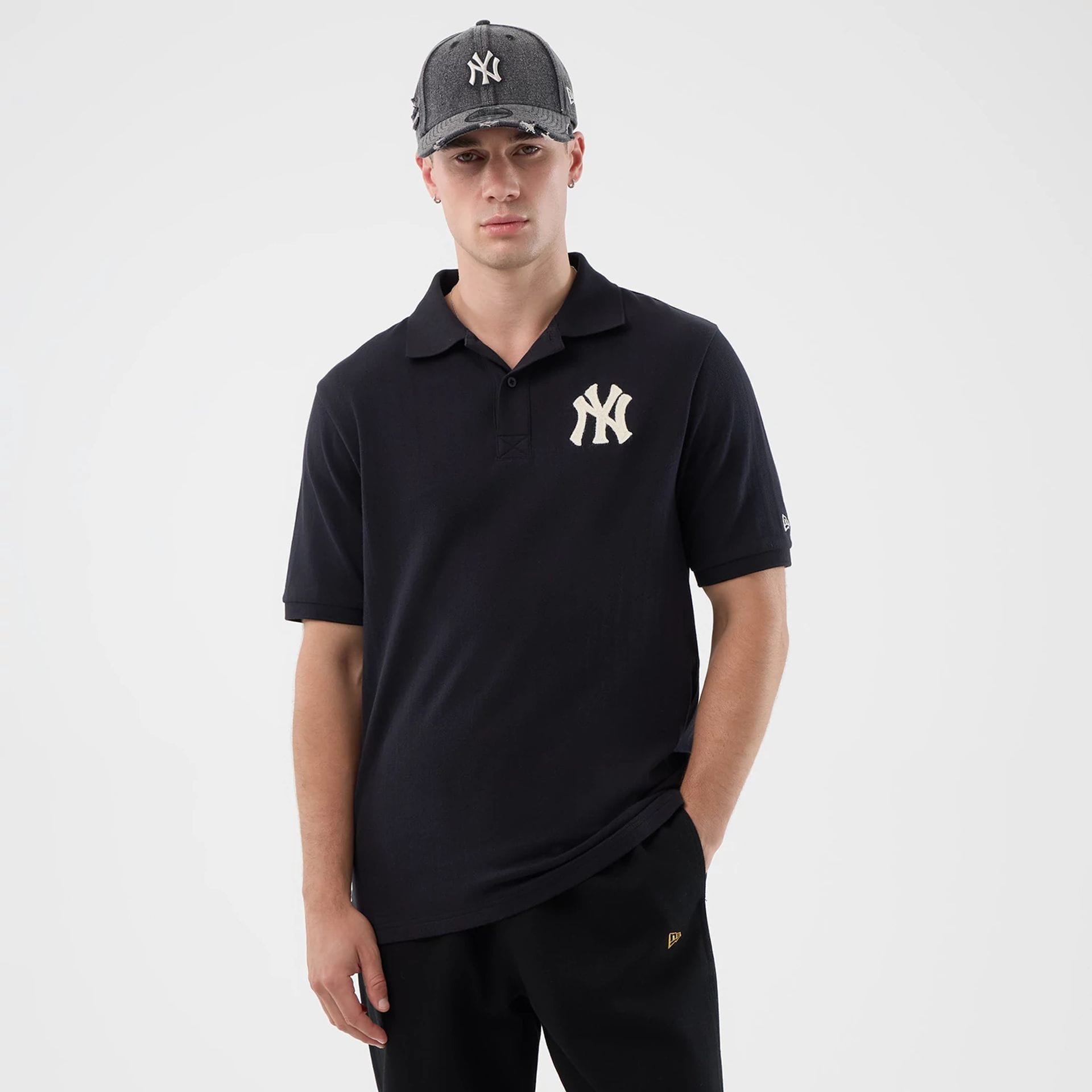 New York Yankees MLB Rib Navy Polo T-Shirt-kentox