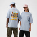 New Era Fun Block Party Graphic Pastel Blue Oversized T-Shirt-kentox