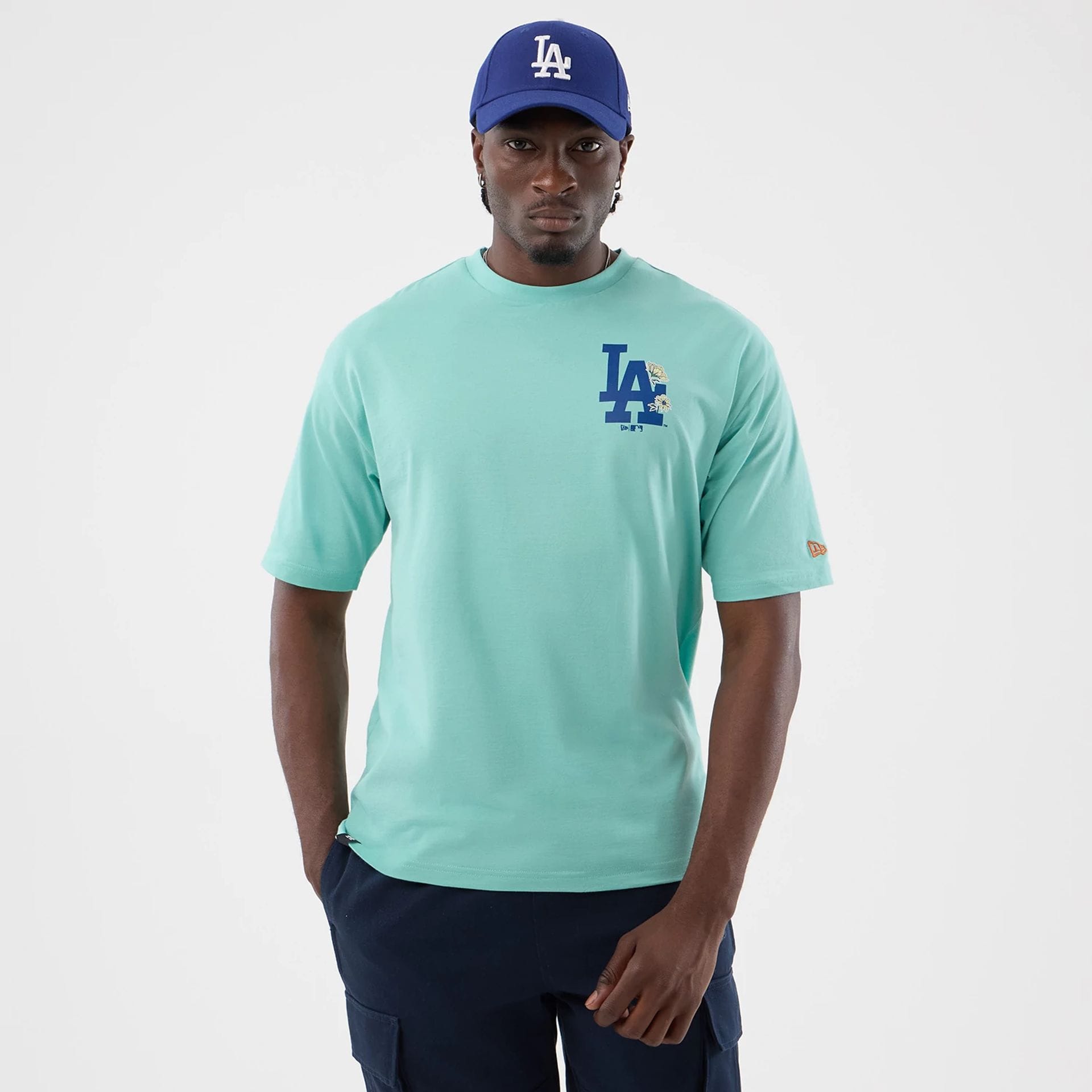 LA Dodgers MLB Floral Pastel Green Oversized T-Shirt-kentox