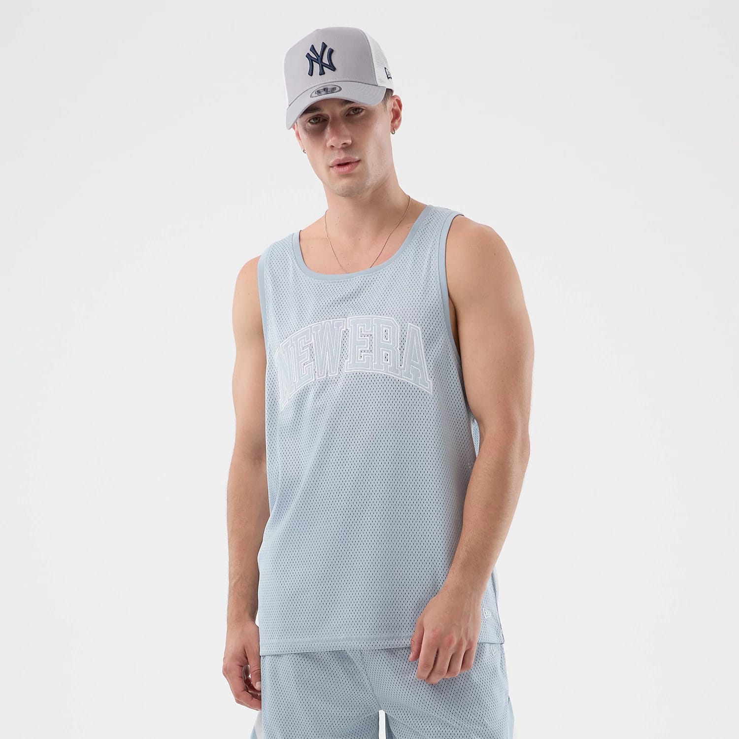 New Era Mesh Pastel Blue Oversized Tank Top-kentox