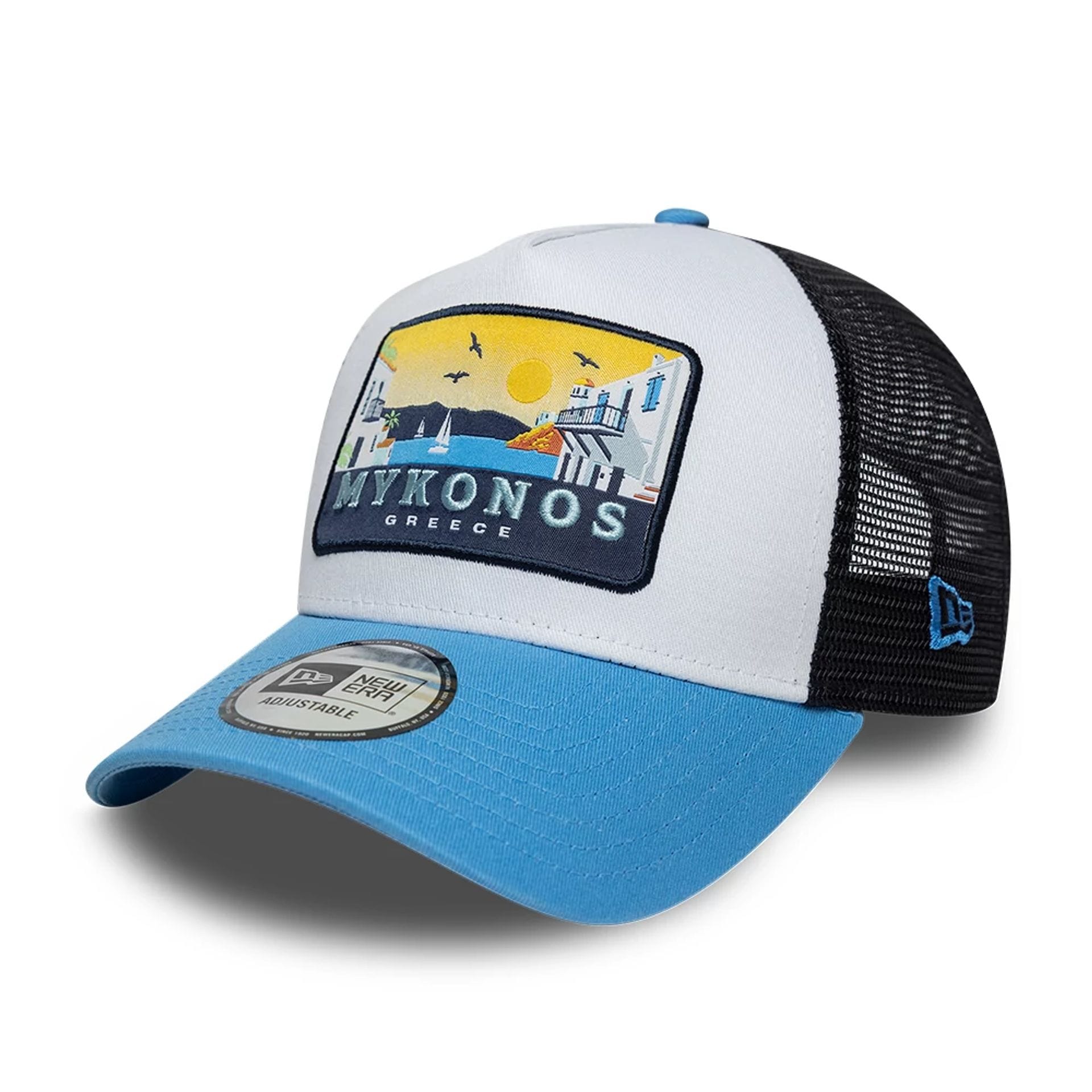 New Era Location Pastel Blue 9FORTY A-Frame Trucker Adjustable Cap-kentox