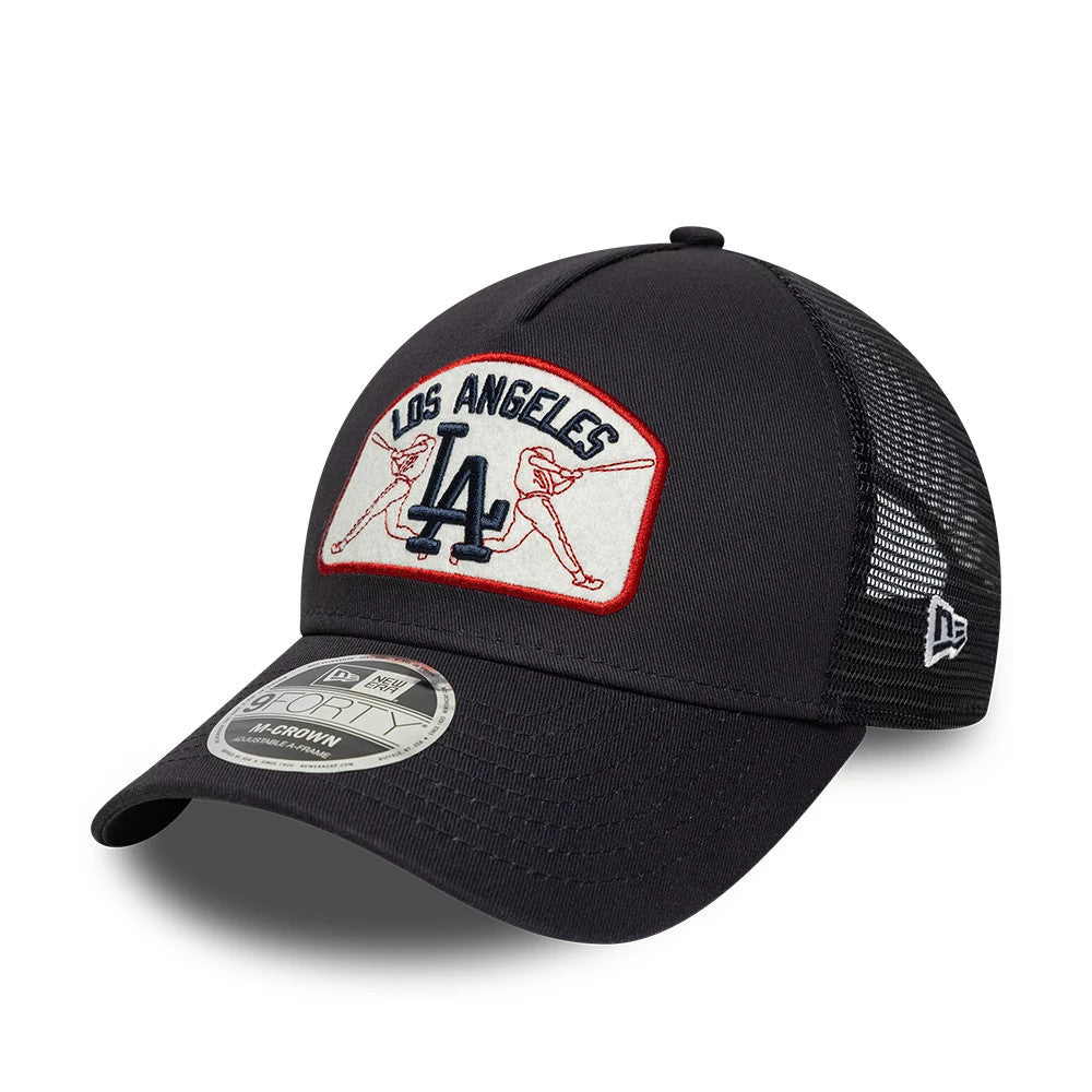 LA Dodgers MLB Patch Navy 9FORTY M-Crown A-Frame Trucker Adjustable Cap-kentox